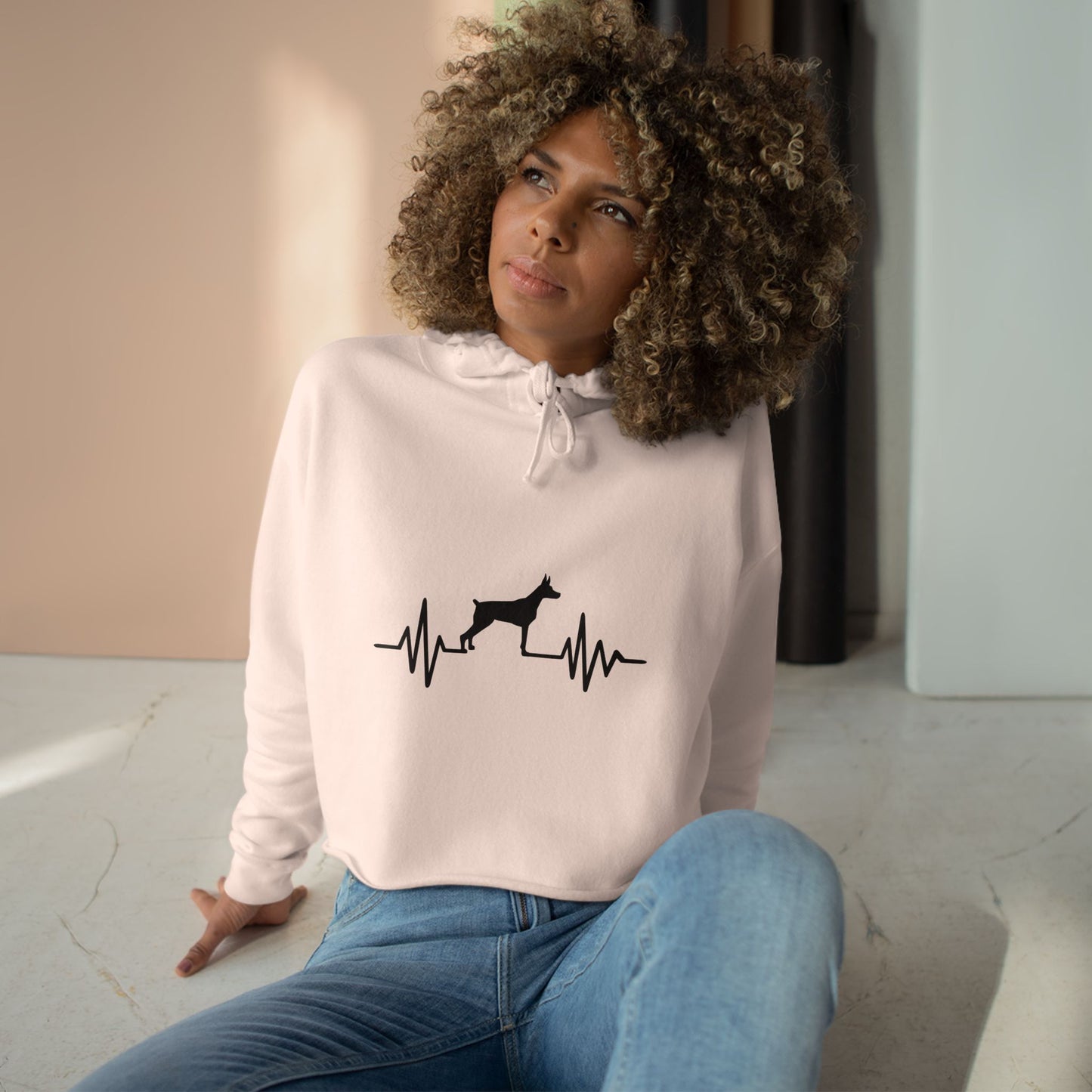 My Heart Beats For Dobermans Women's Crop Hoodie
