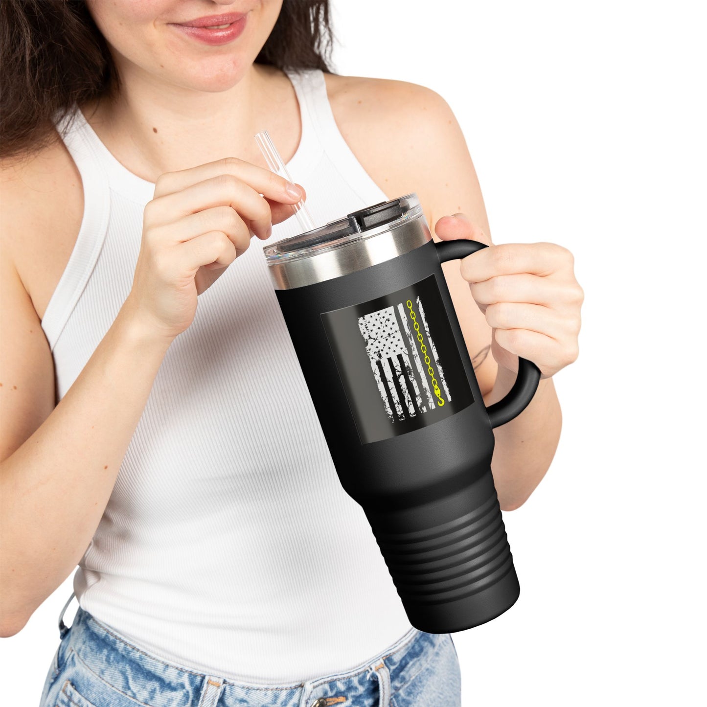 Thin Yellow Line Insulated Travel Mug