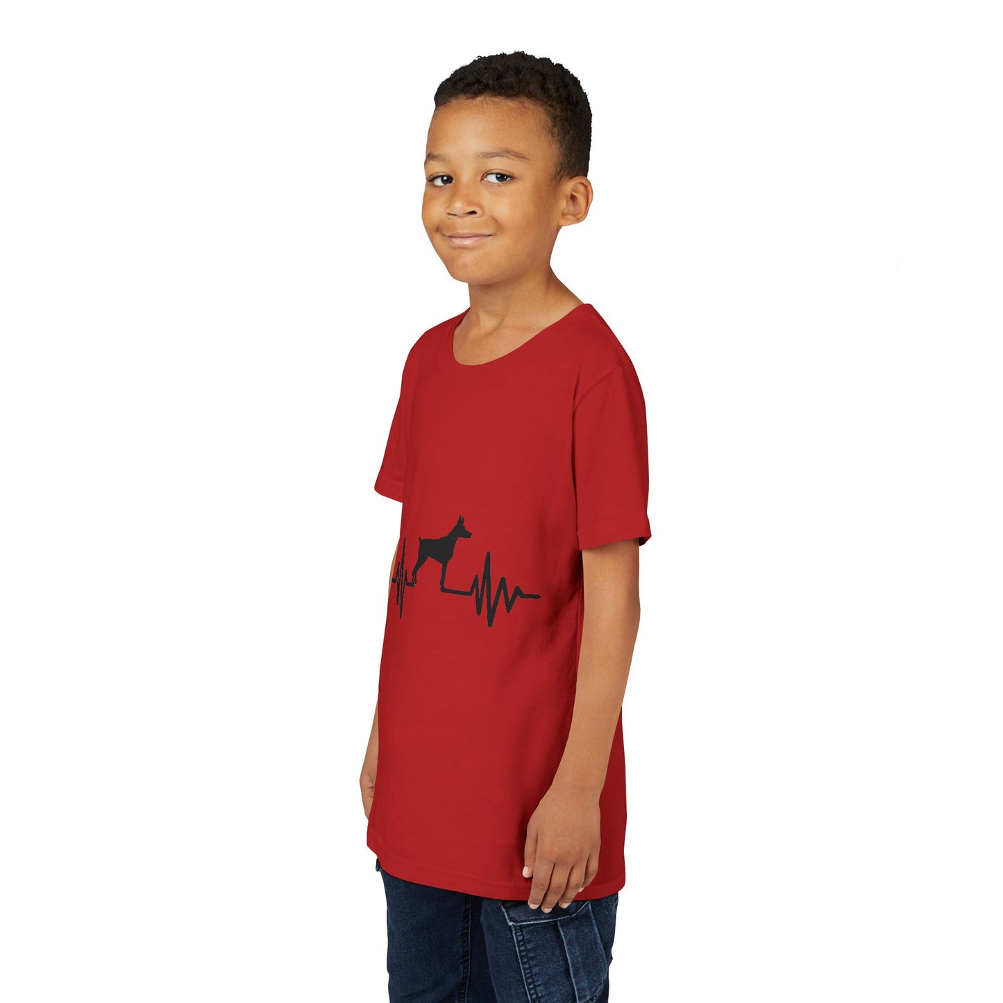 My Heart Beats For Dobermans Youth Unisex Short Sleeve Crewneck Tee