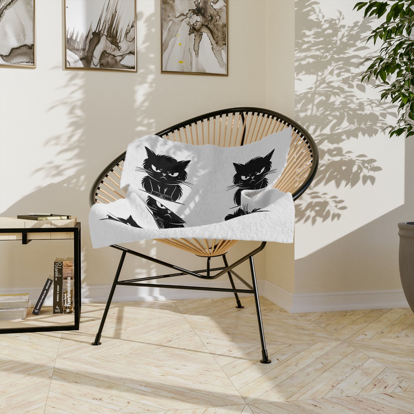 Angry Cat Velveteen Microfiber Blanket