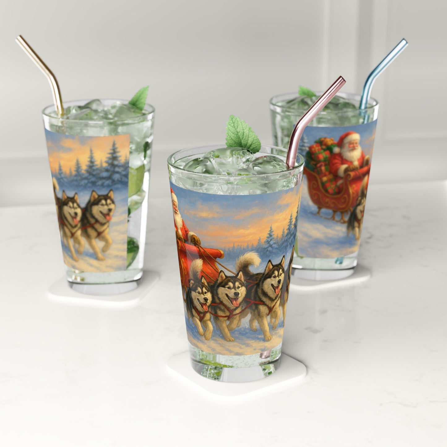 Dashing Through The Snow Drinking Glass