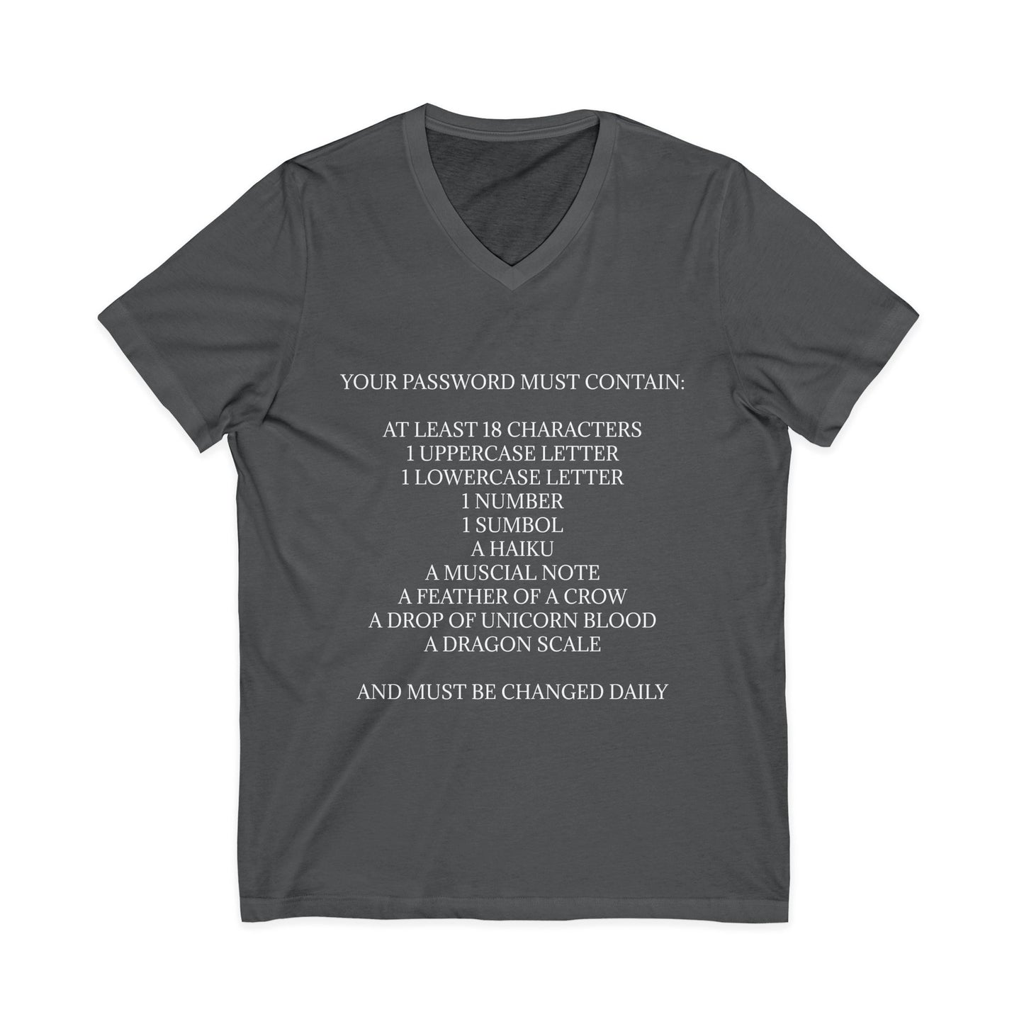 Password Unisex Short Sleeve V-Neck Tee
