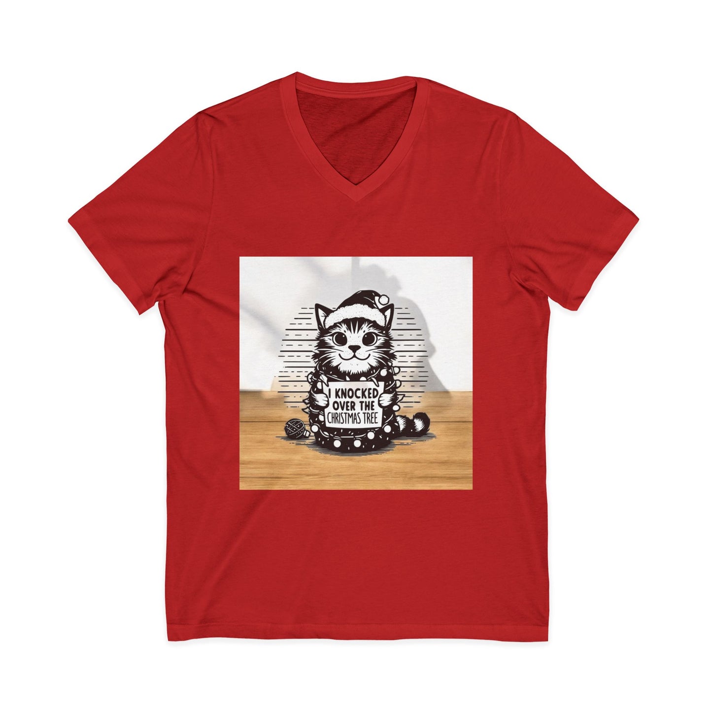 Naughty Cat Unisex Short Sleeve V-Neck Tee