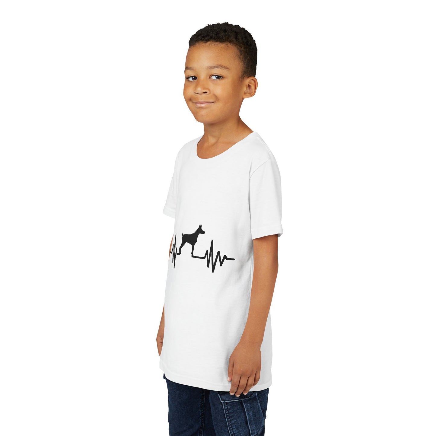 My Heart Beats For Dobermans Youth Unisex Short Sleeve Crewneck Tee