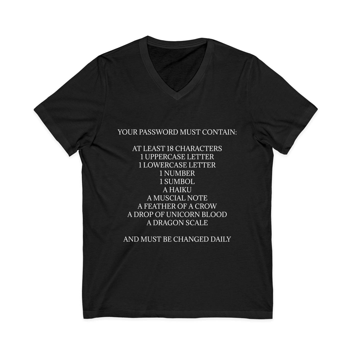 Password Unisex Short Sleeve V-Neck Tee