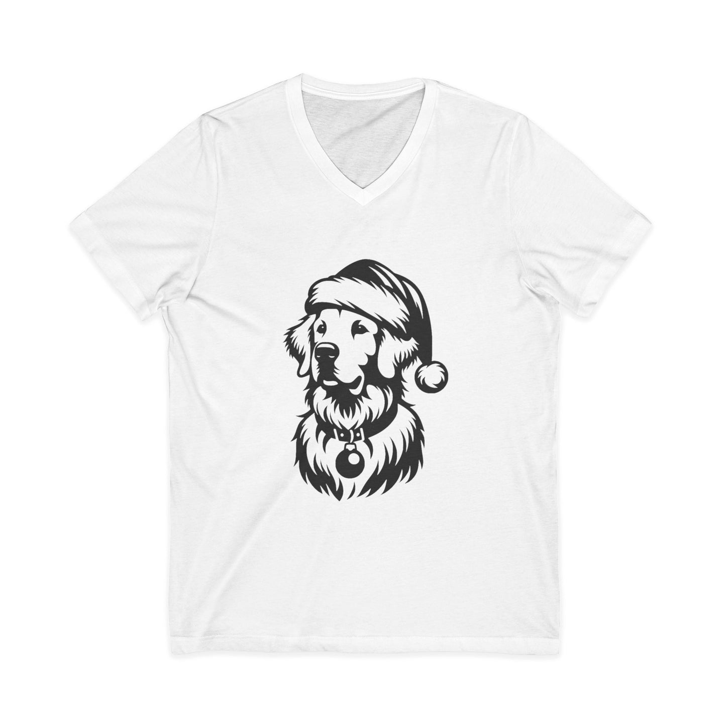 Santa Paws Golden Unisex Short Sleeve V-Neck Tee