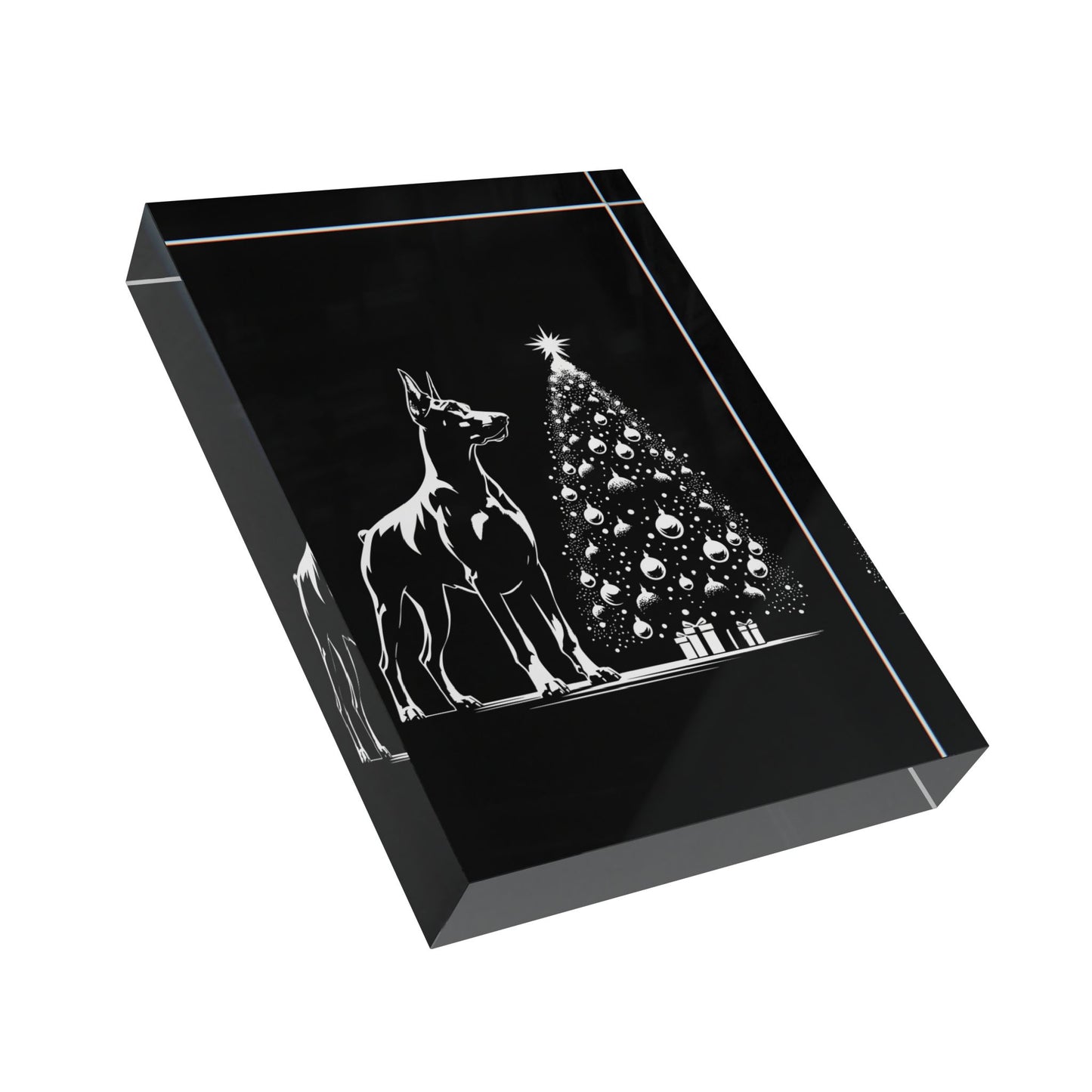 Doberman Christmas Tree Acrylic Photo Block