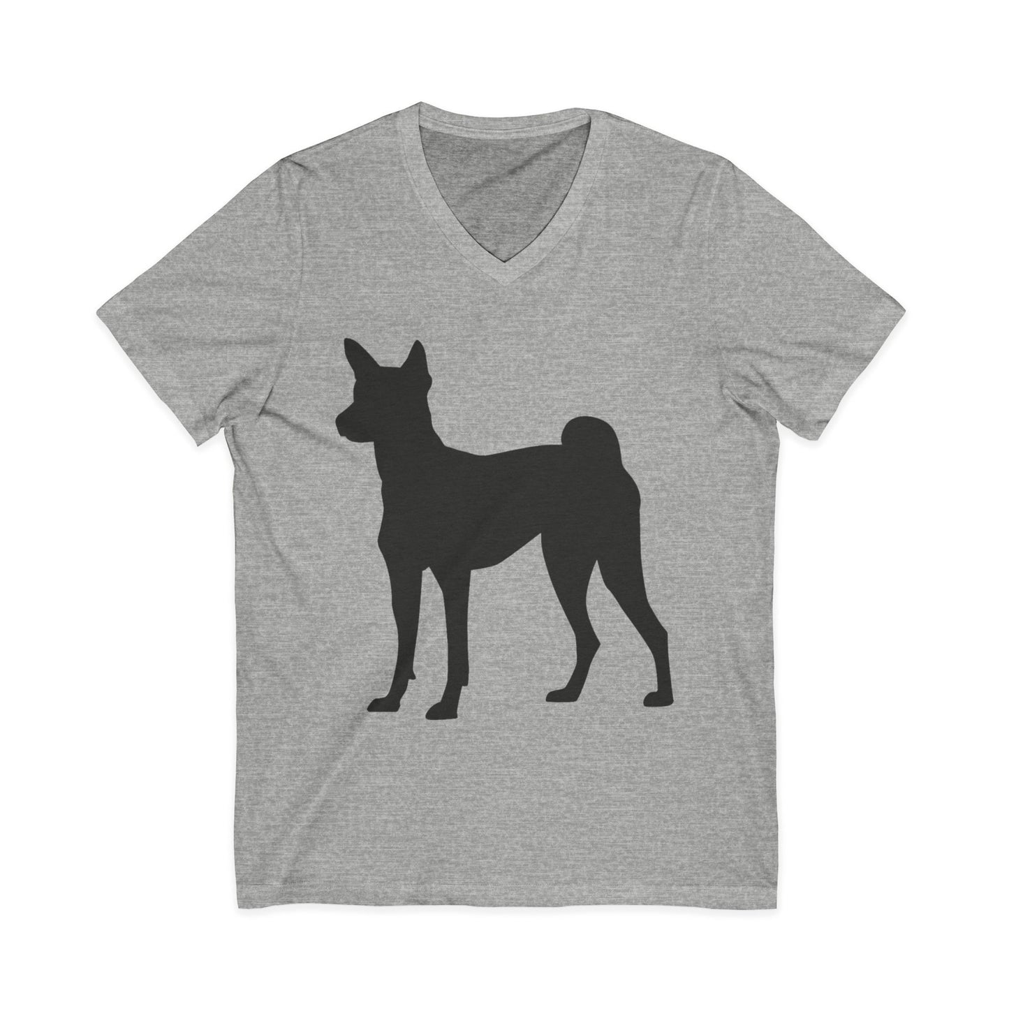 Basenji Silhouette Unisex Short Sleeve V-Neck Tee