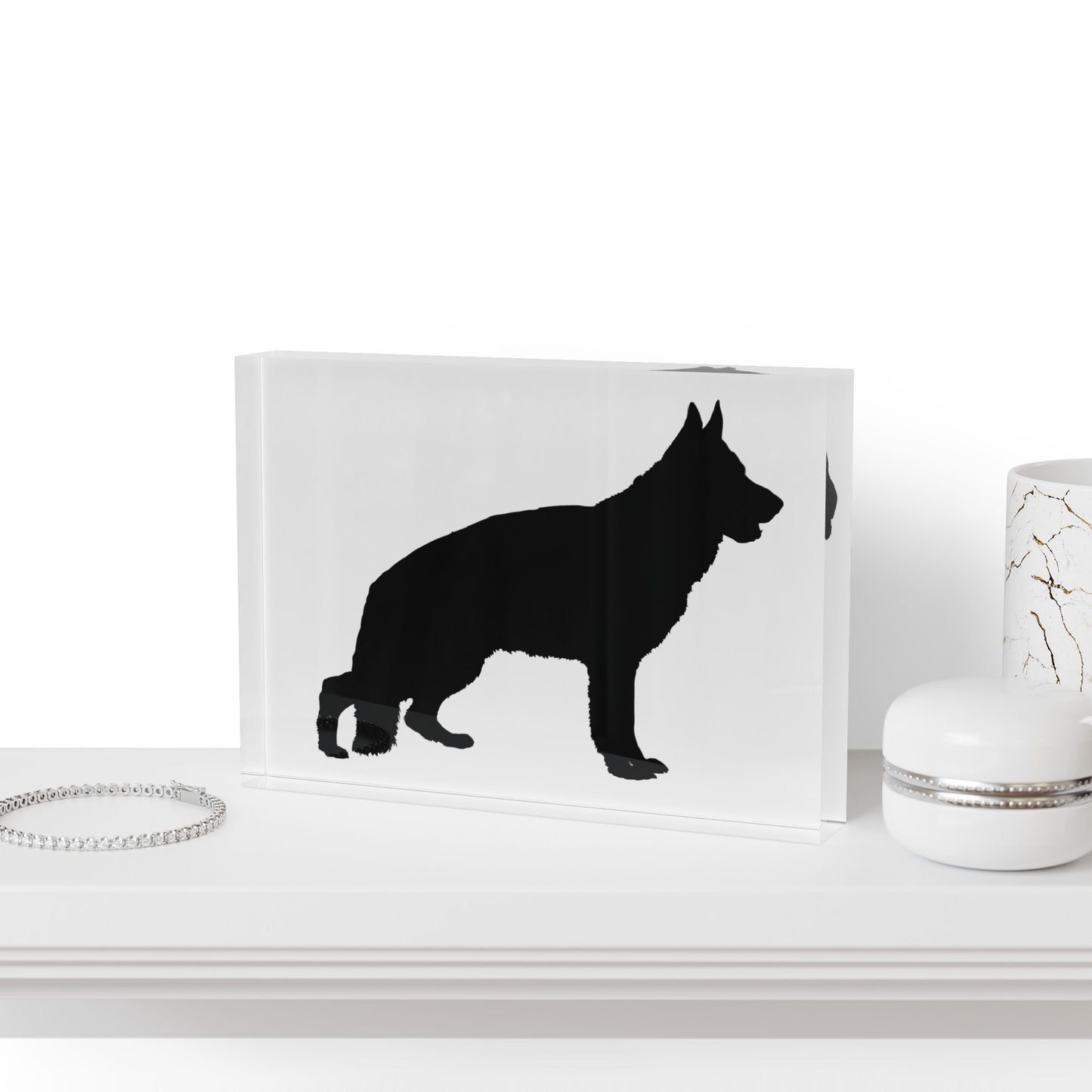 German Shepherd Silhouette Acrylic Photo Block