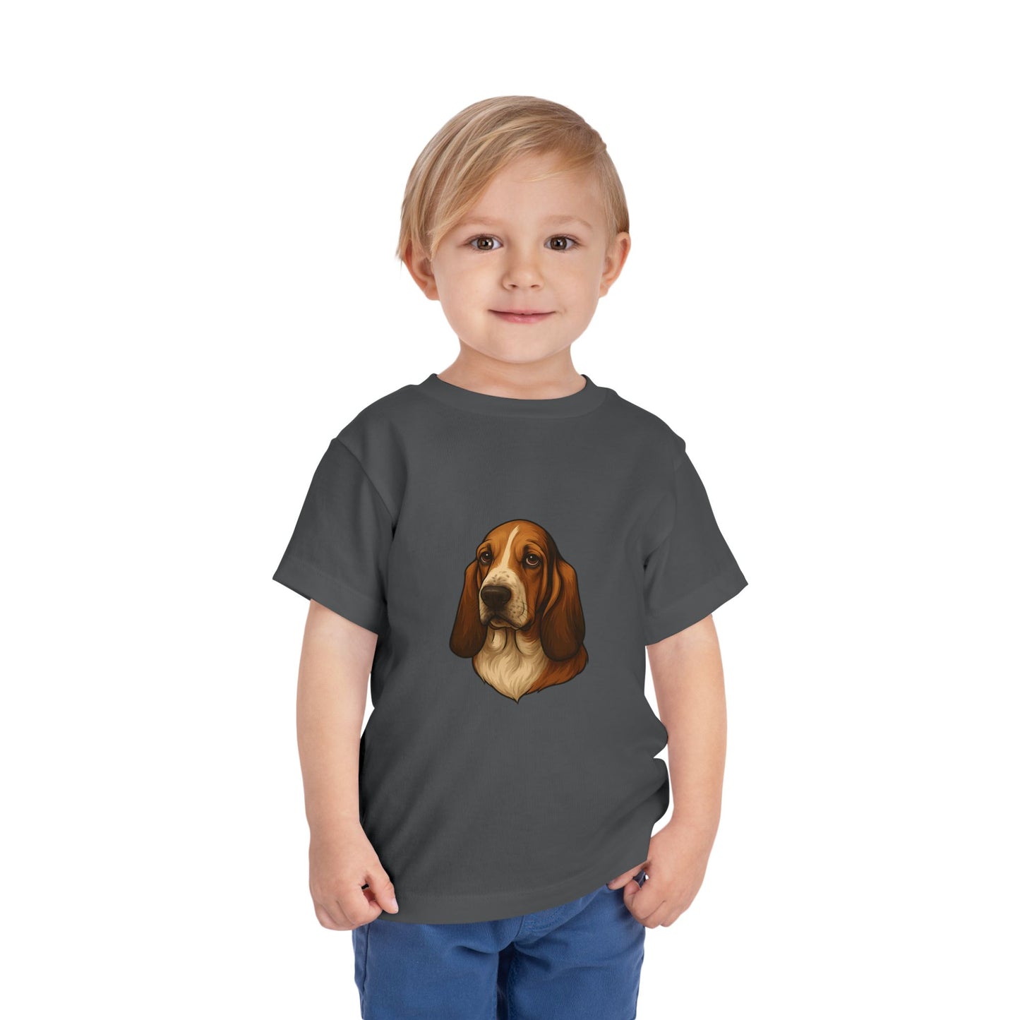 Basset Hound Head Toddler Unisex Short Sleeve Crewneck Tee