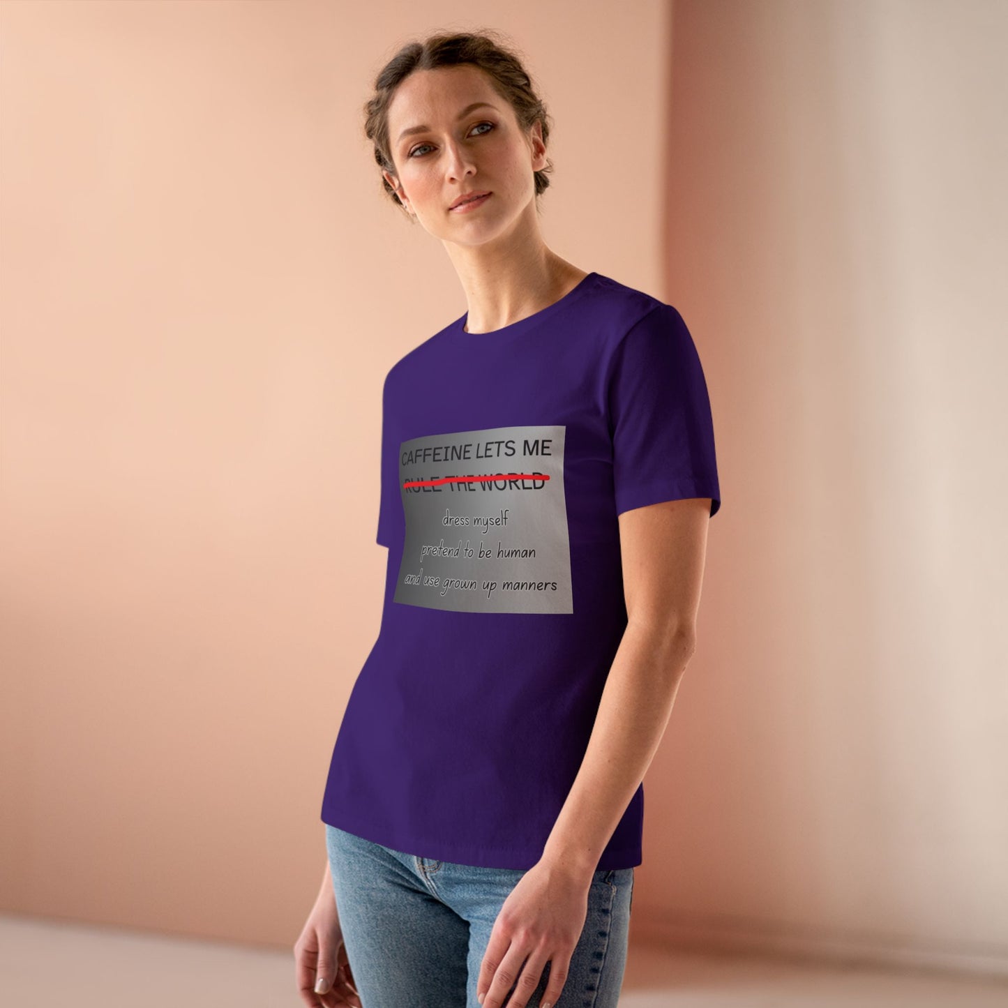 Caffeine Lets Me Women's Short Sleeve Crewneck Tee