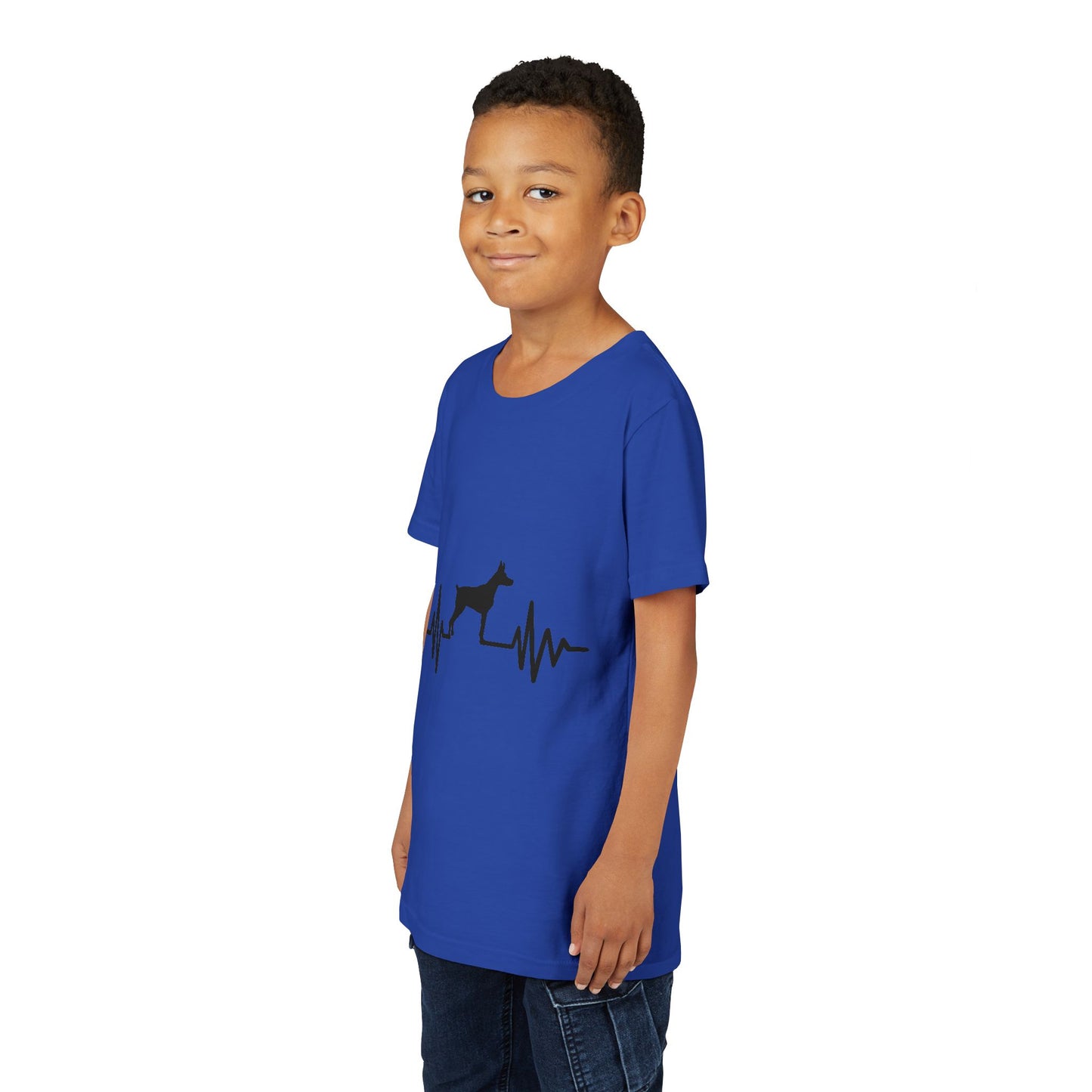My Heart Beats For Dobermans Youth Unisex Short Sleeve Crewneck Tee