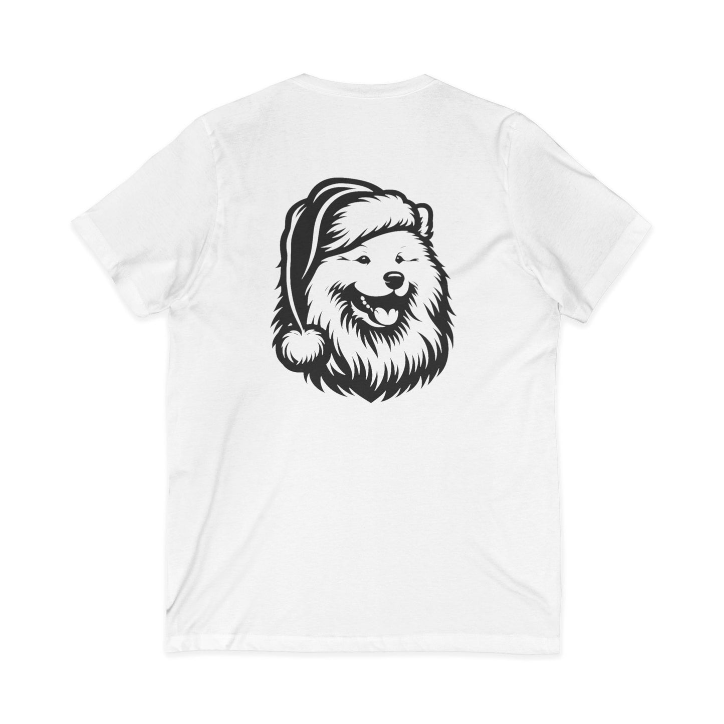 Santa Paws Samoyed Unisex Short Sleeve V-Neck Tee