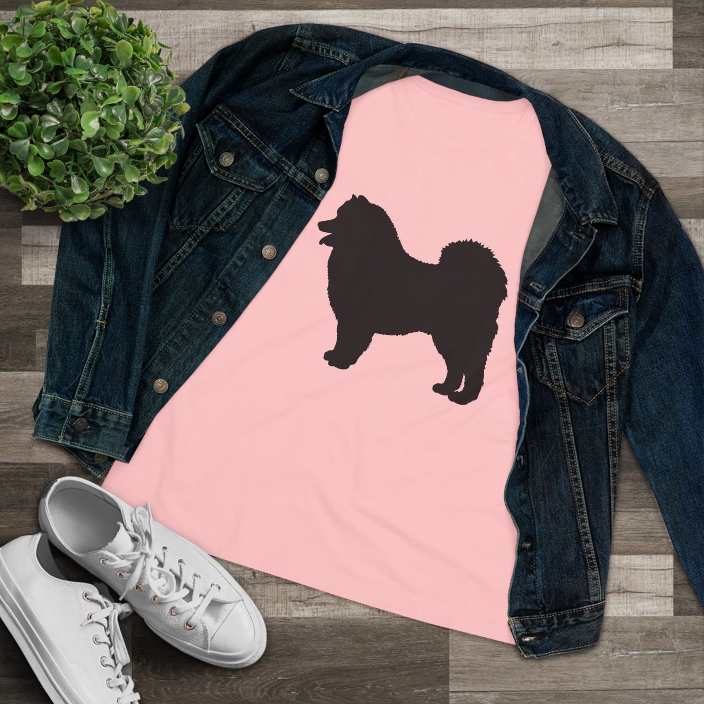 Samoyed Silhouette Women's Short Sleeve Crewneck Tee