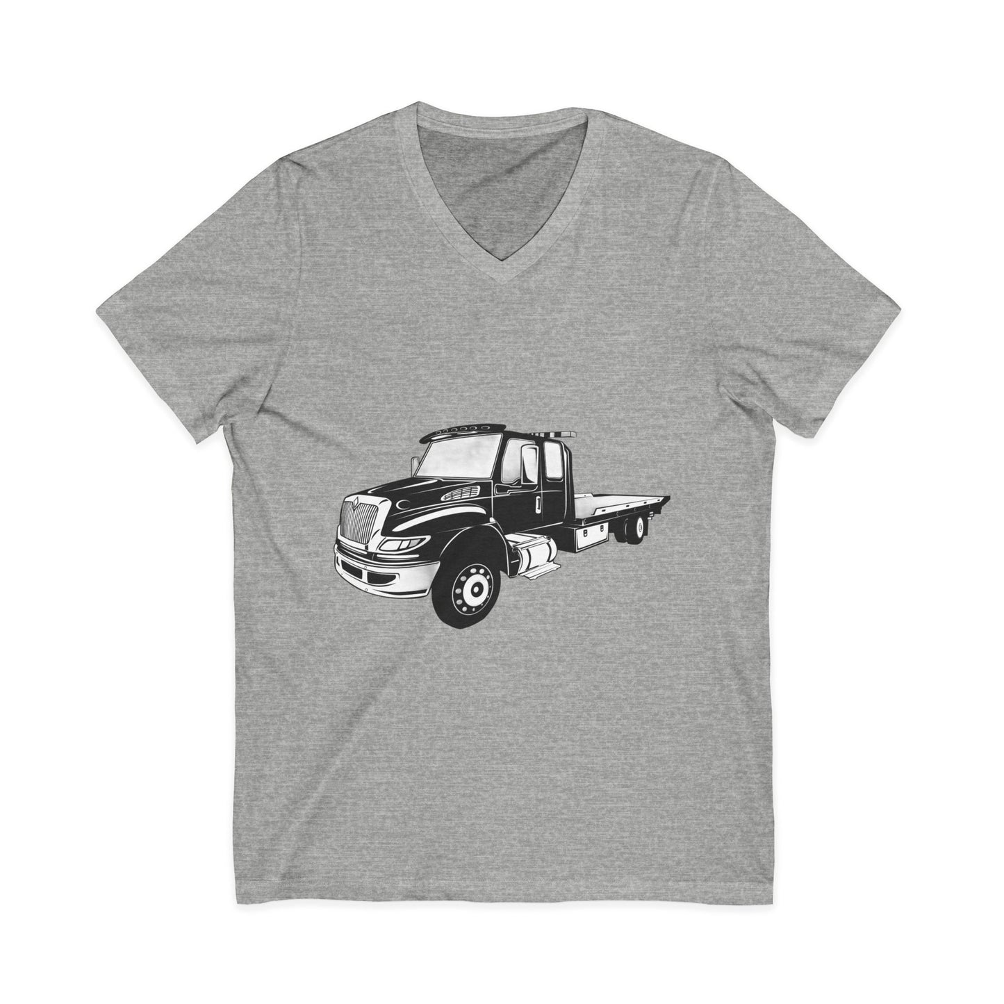 Flatbed Tow Truck Unisex Short Sleeve V-Neck Tee