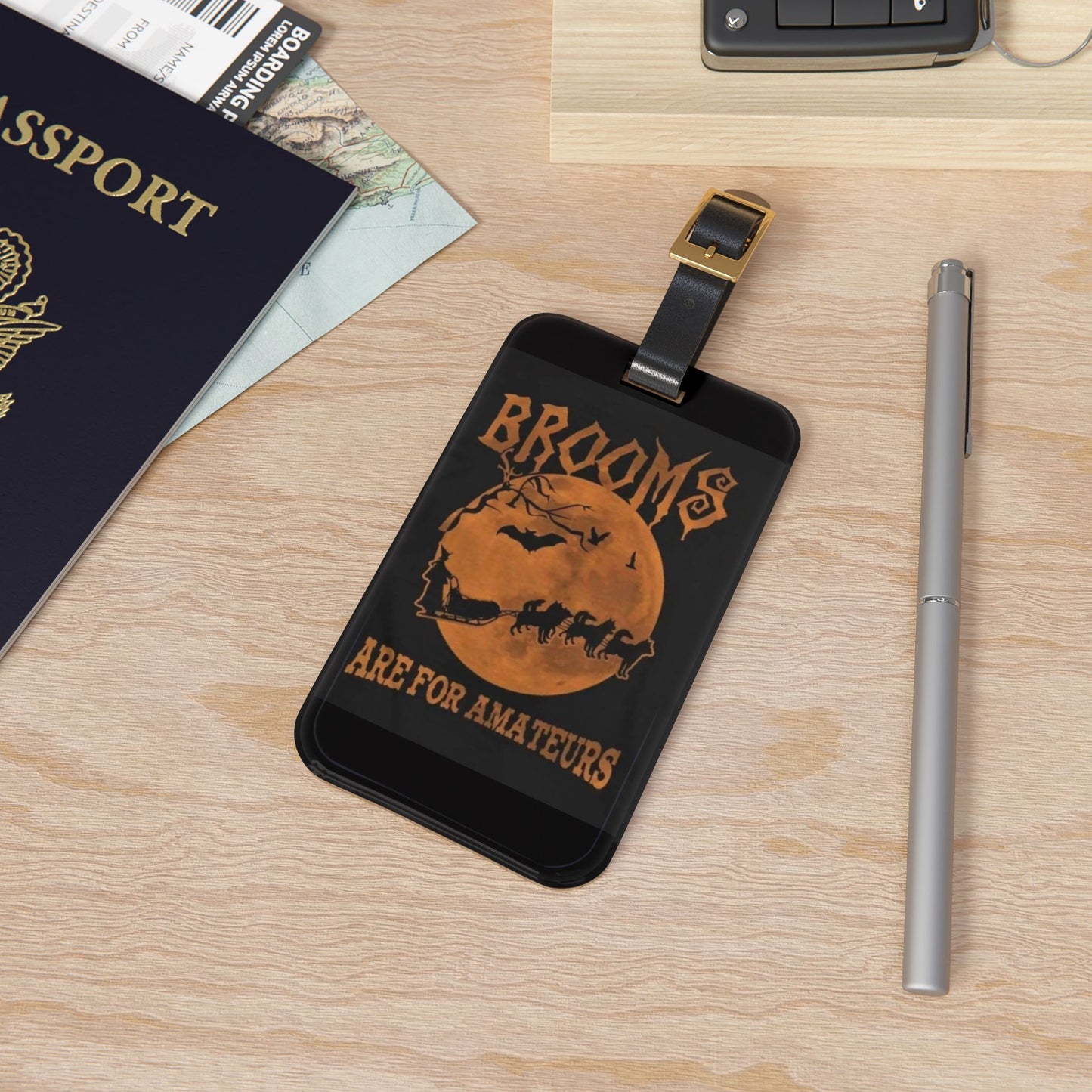 Brooms Are For Amateurs Leather Strap Luggage Tag