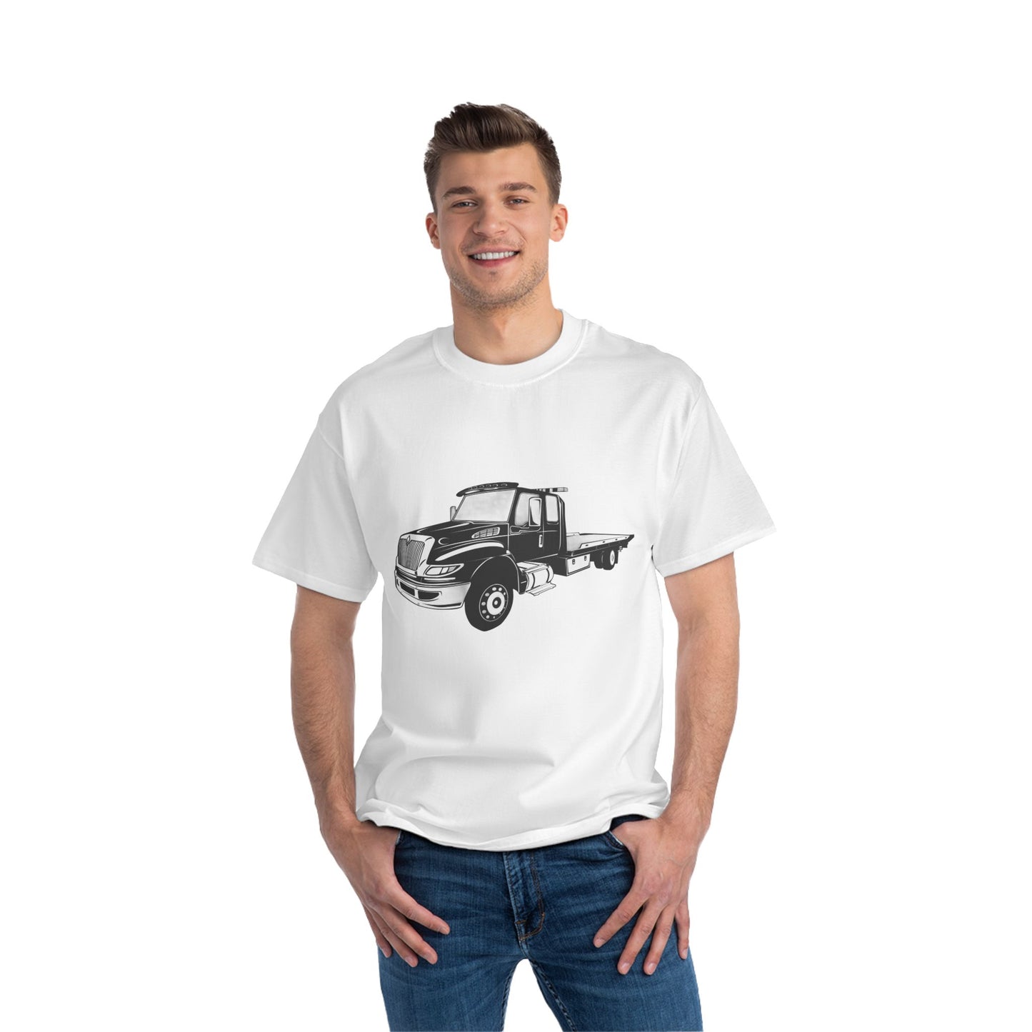 Flatbed Tow Truck Men's Short-Sleeve Crewneck Tee