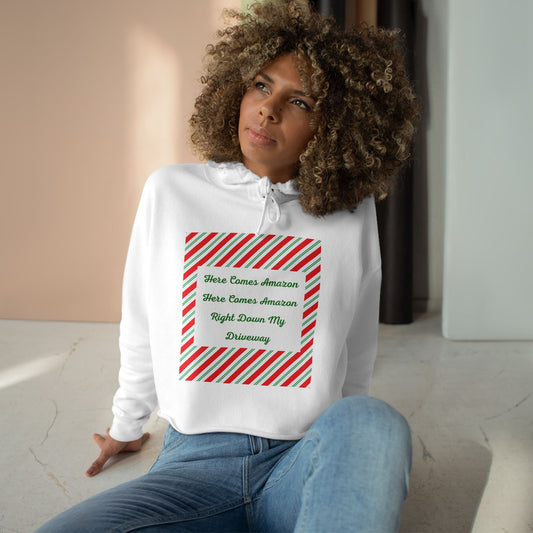 Here Comes Amazon Women's Crop Hoodie