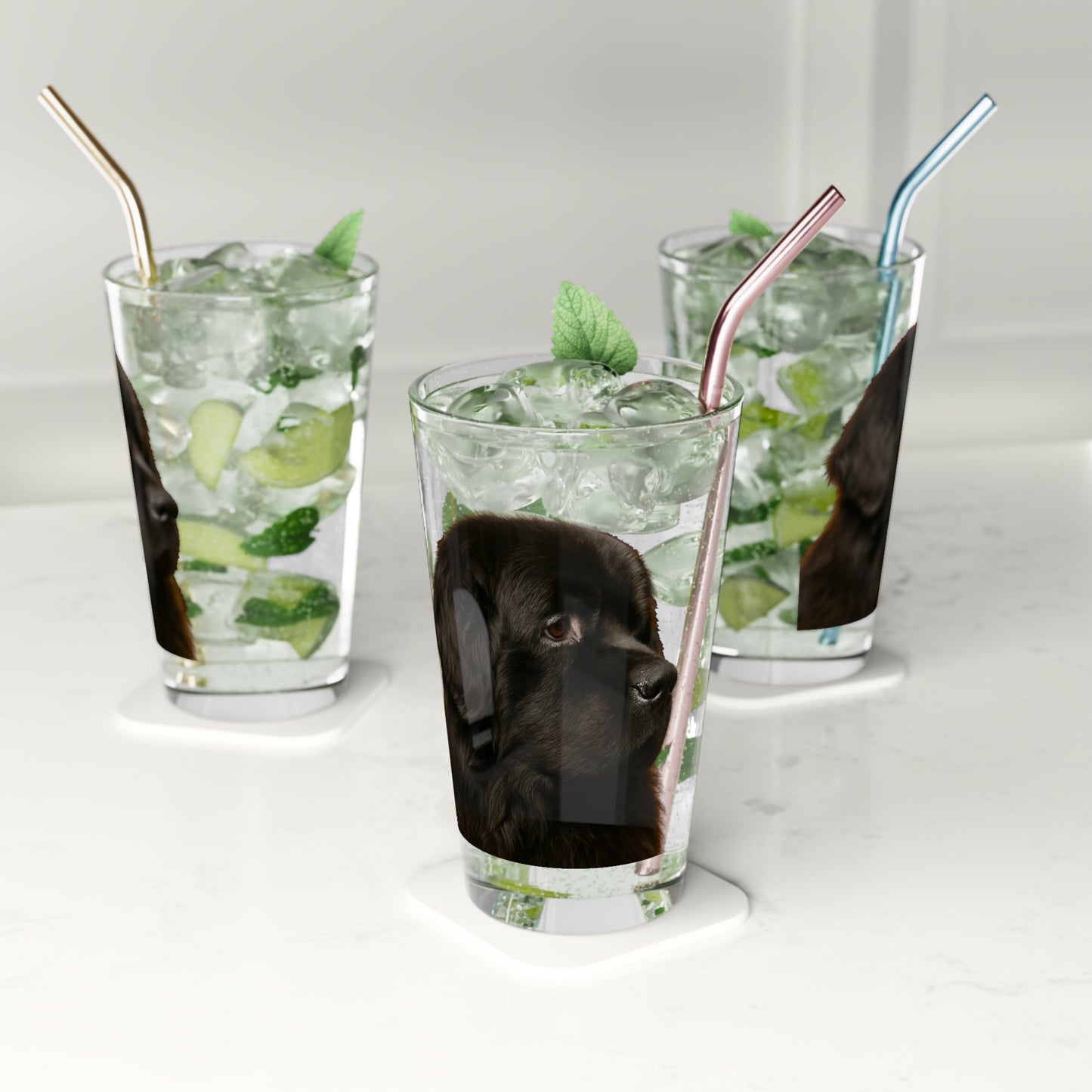 Newfie Head Drinking Glass