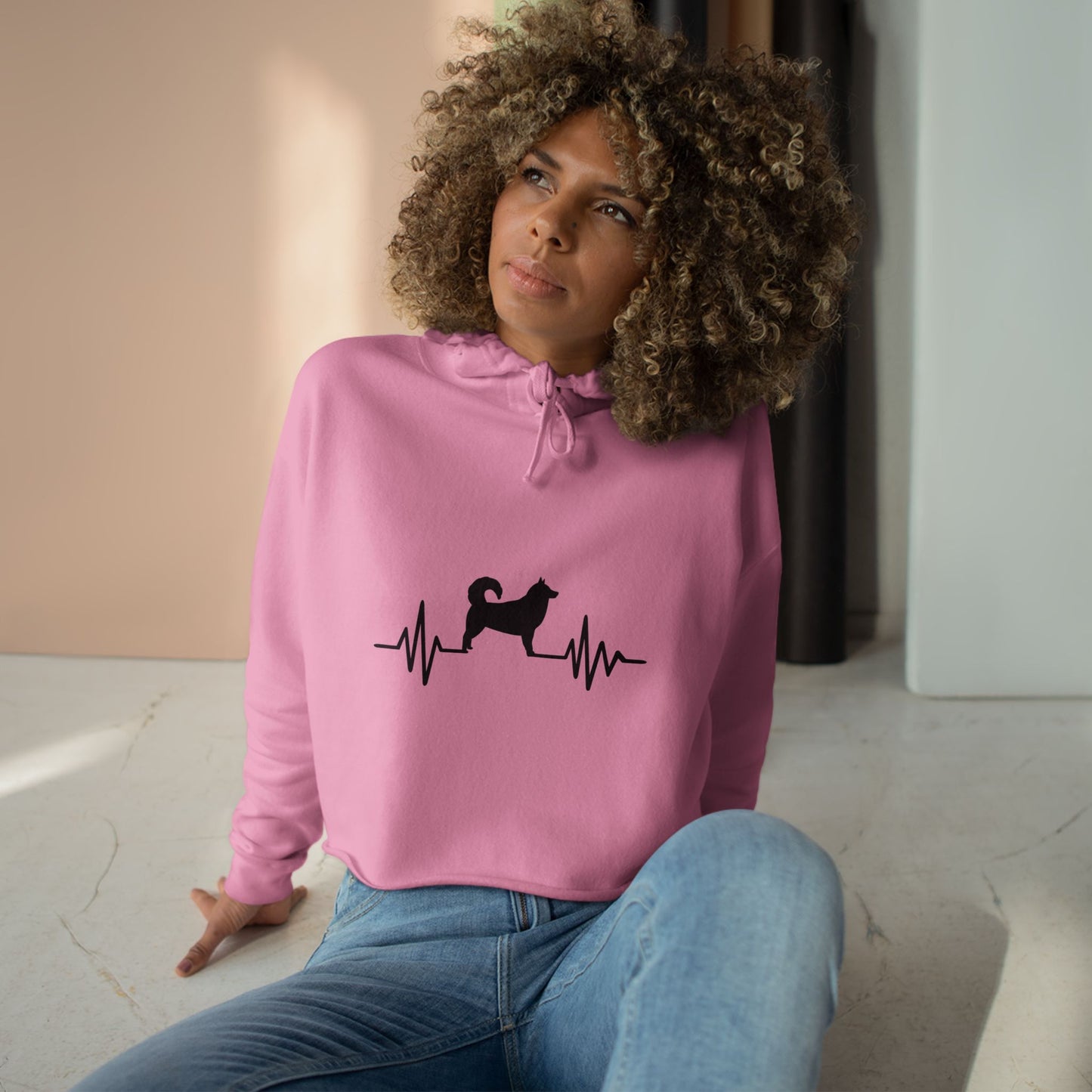 My Heart Beats For Malamutes Women's Crop Hoodie