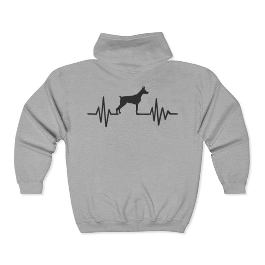 My Heart Beats For Dobermans Unisex Full Zip Hoodie