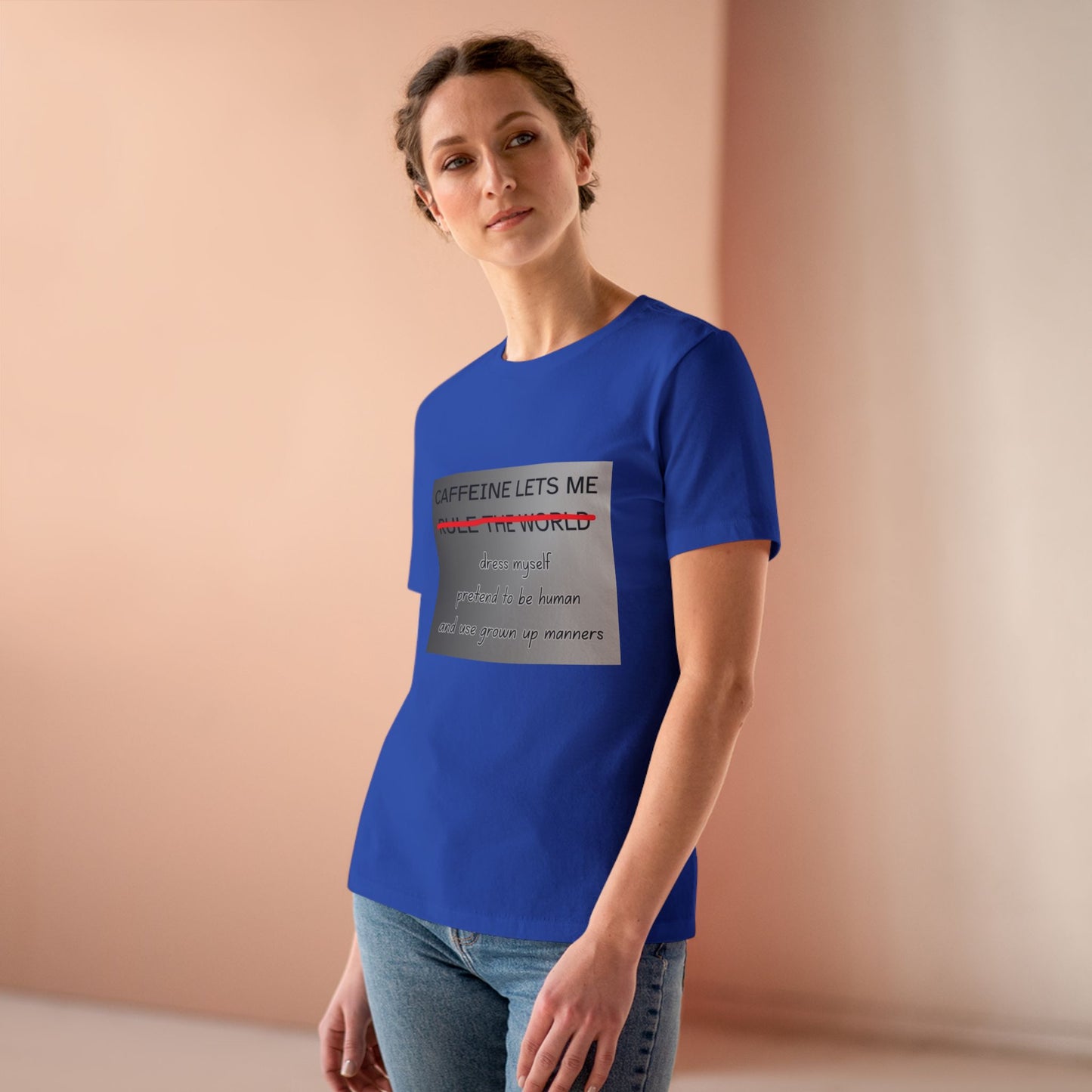 Caffeine Lets Me Women's Short Sleeve Crewneck Tee