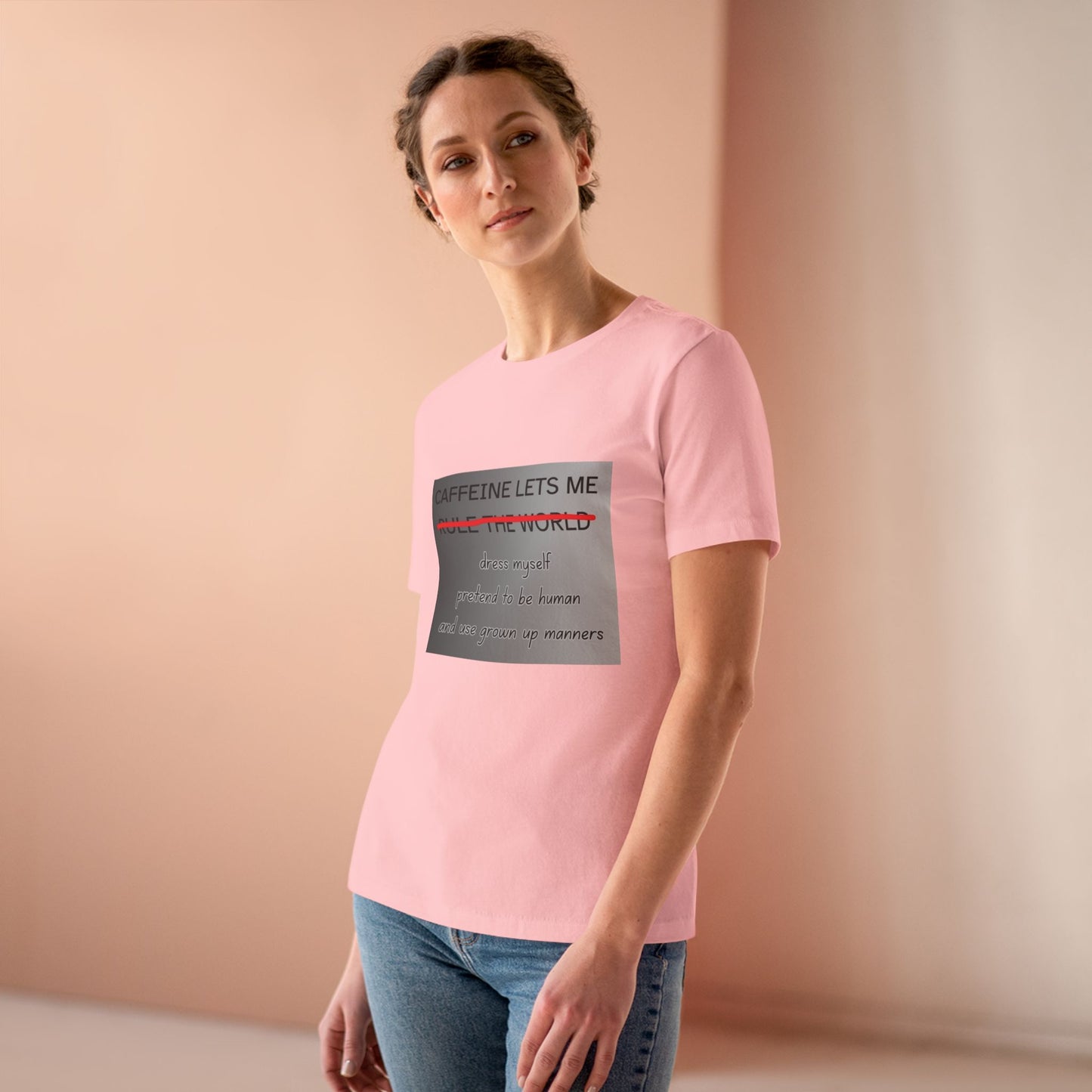 Caffeine Lets Me Women's Short Sleeve Crewneck Tee