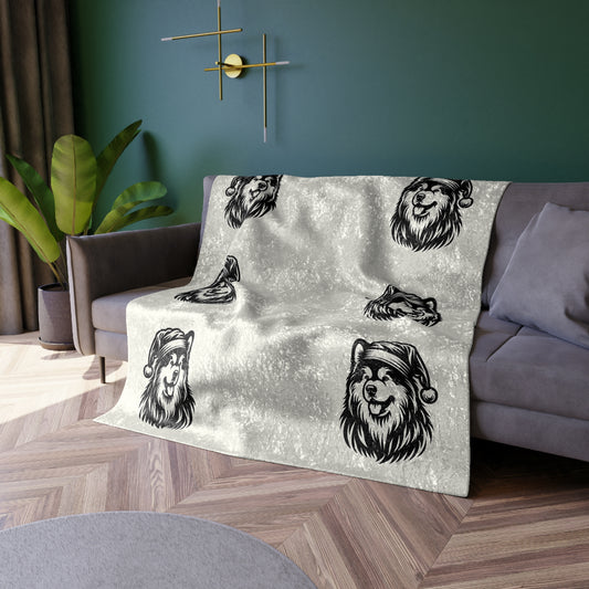Santa Paws Malamute Crushed Velvet Blanket