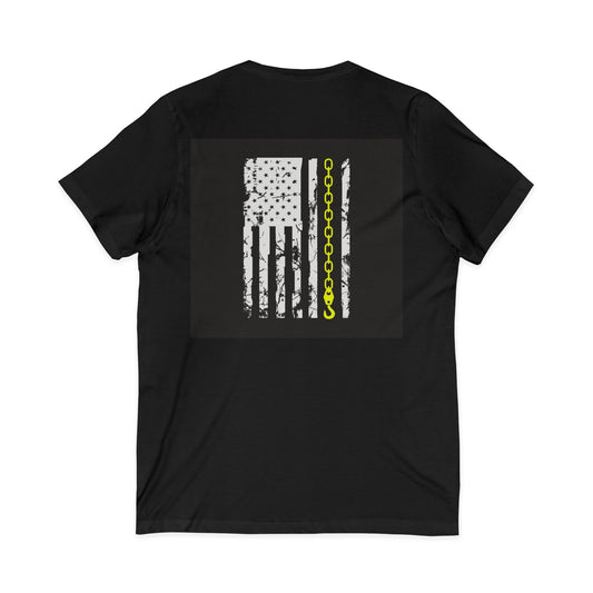 Thin Yellow Line Unisex Short Sleeve V-Neck Tee