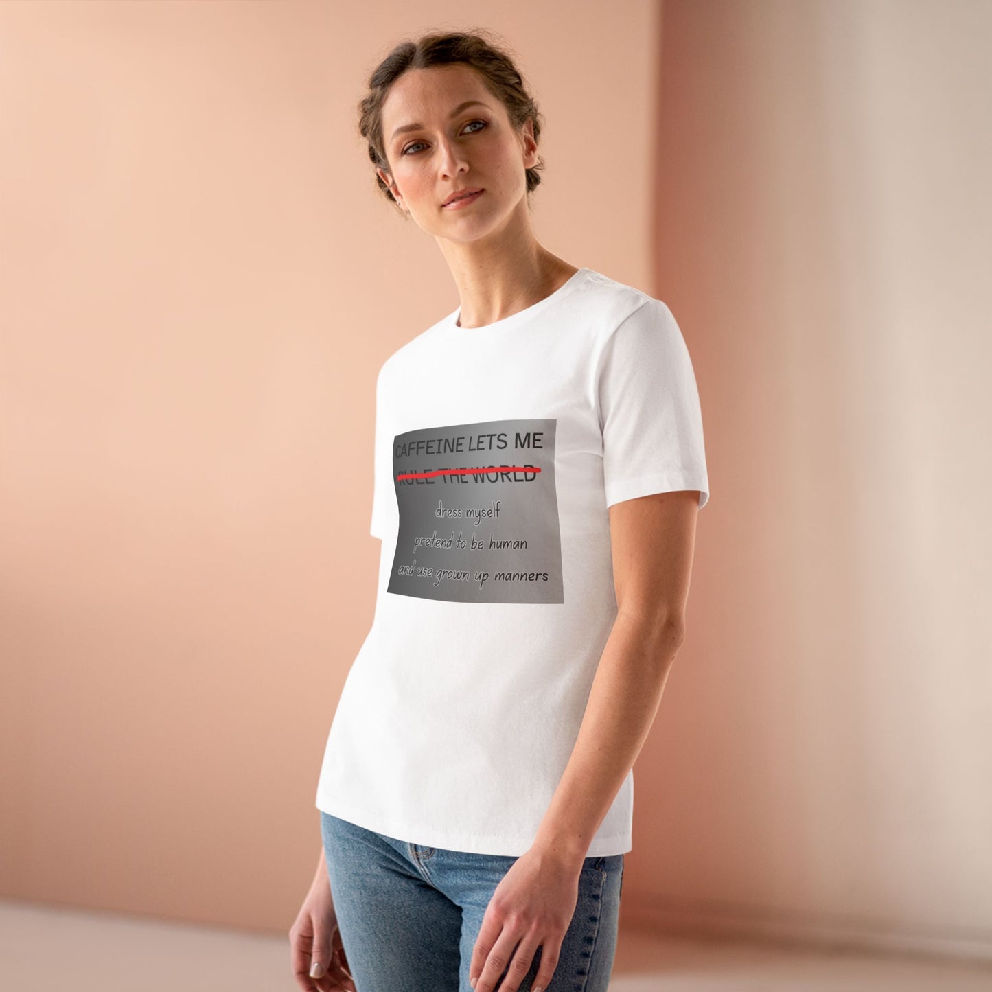 Caffeine Lets Me Women's Short Sleeve Crewneck Tee