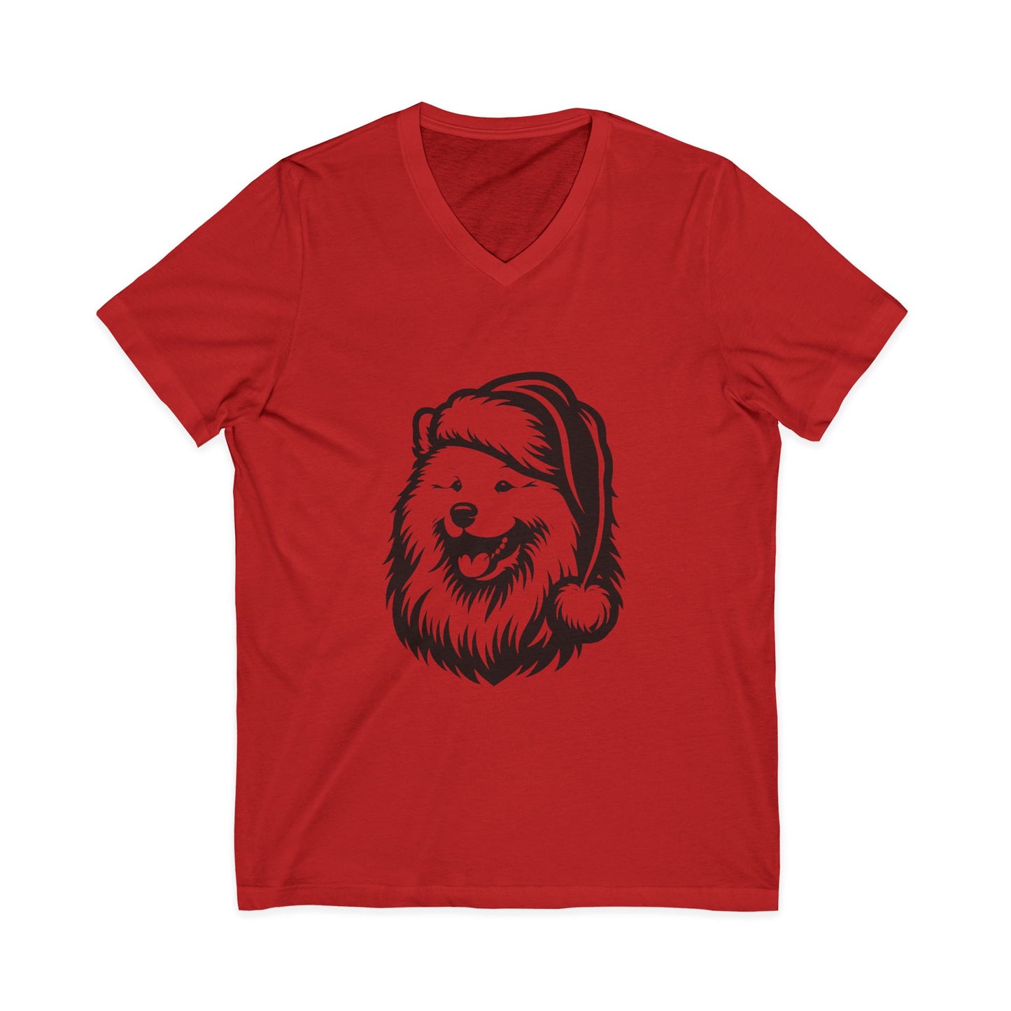 Santa Paws Samoyed Unisex Short Sleeve V-Neck Tee