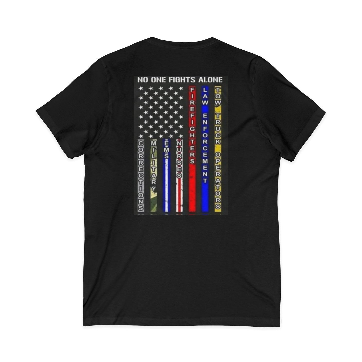 No One Fights Alone Unisex Short Sleeve V-Neck Tee