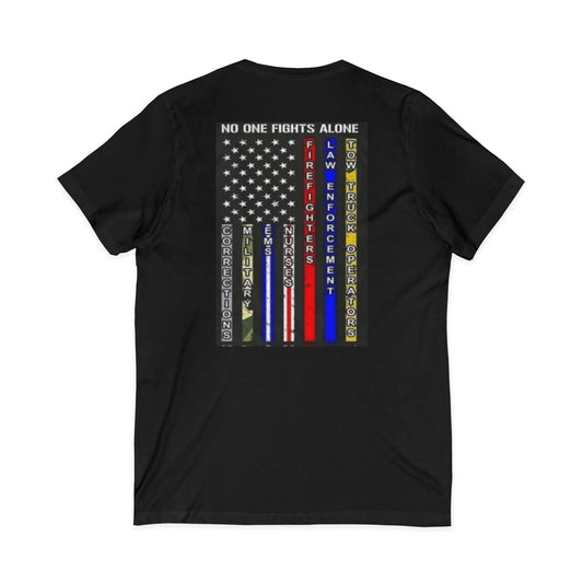 No One Fights Alone Unisex Short Sleeve V-Neck Tee