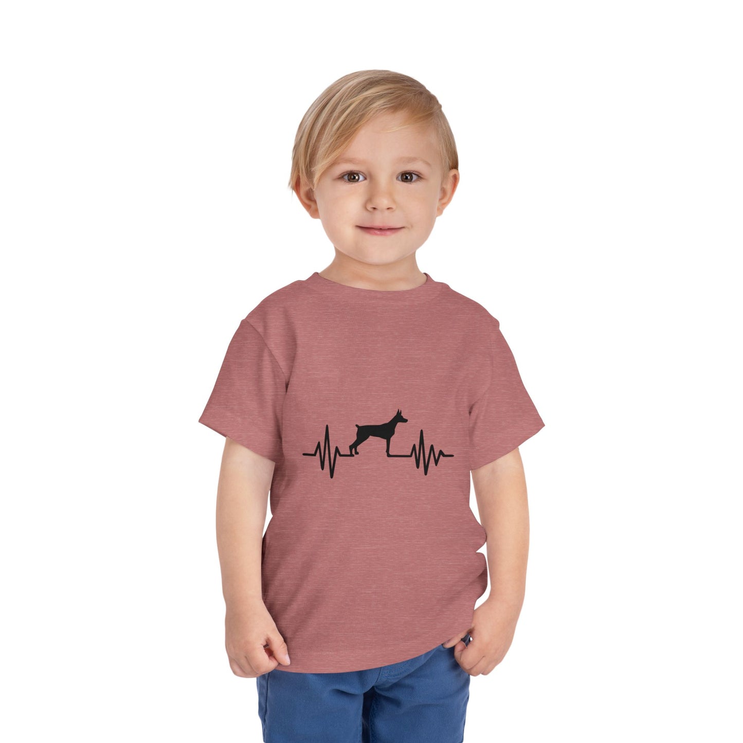 My Heart Beats For Dobermans Toddler Unisex Short Sleeve Crewneck Tee