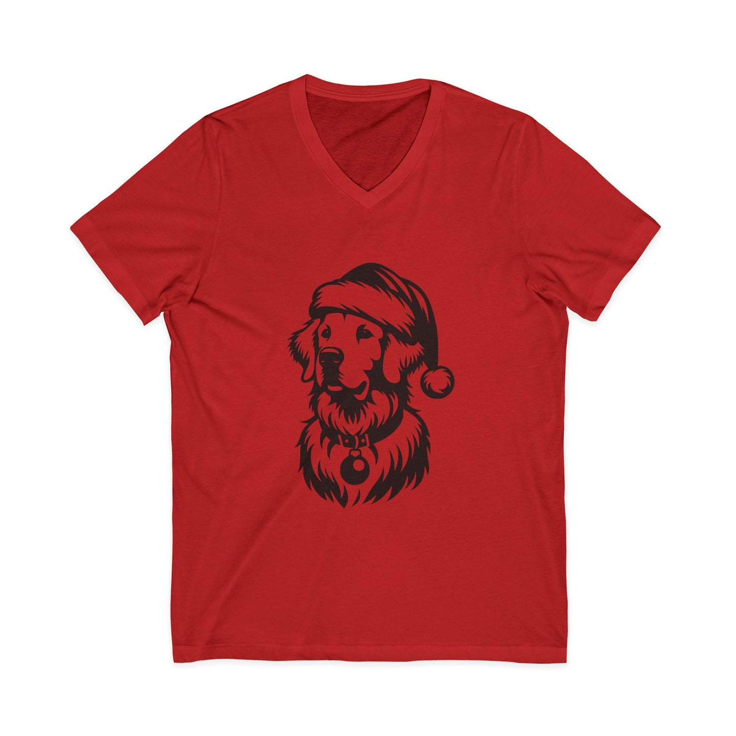 Santa Paws Golden Unisex Short Sleeve V-Neck Tee