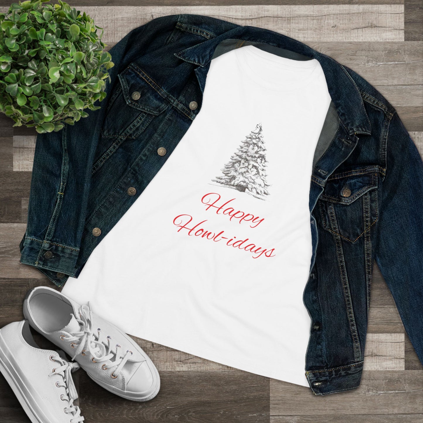 Happy Howl-idays Women's Short Sleeve Crewneck Tee
