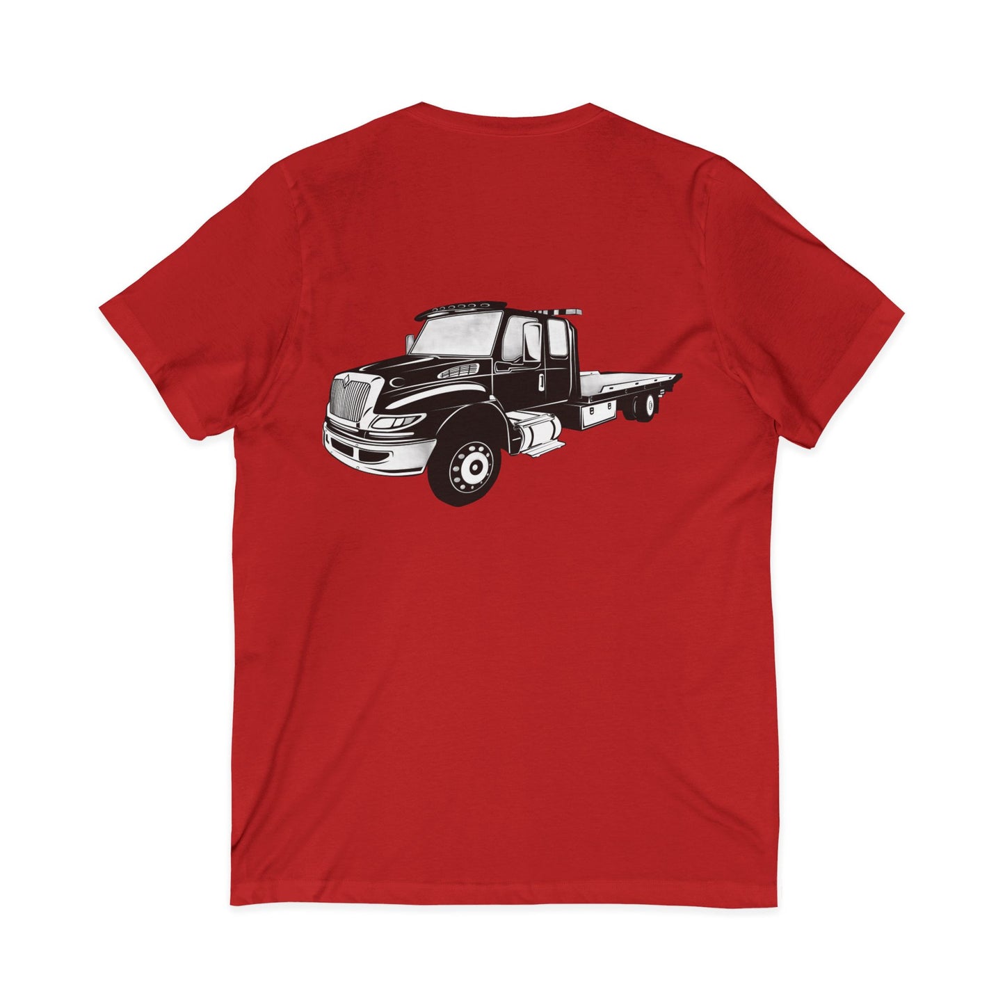 Flatbed Tow Truck Unisex Short Sleeve V-Neck Tee