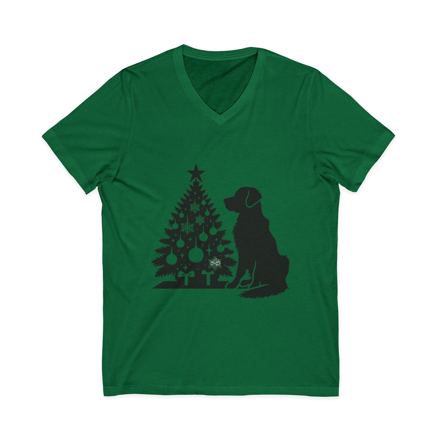 Golden Christmas Tree Unisex Short Sleeve V-Neck Tee