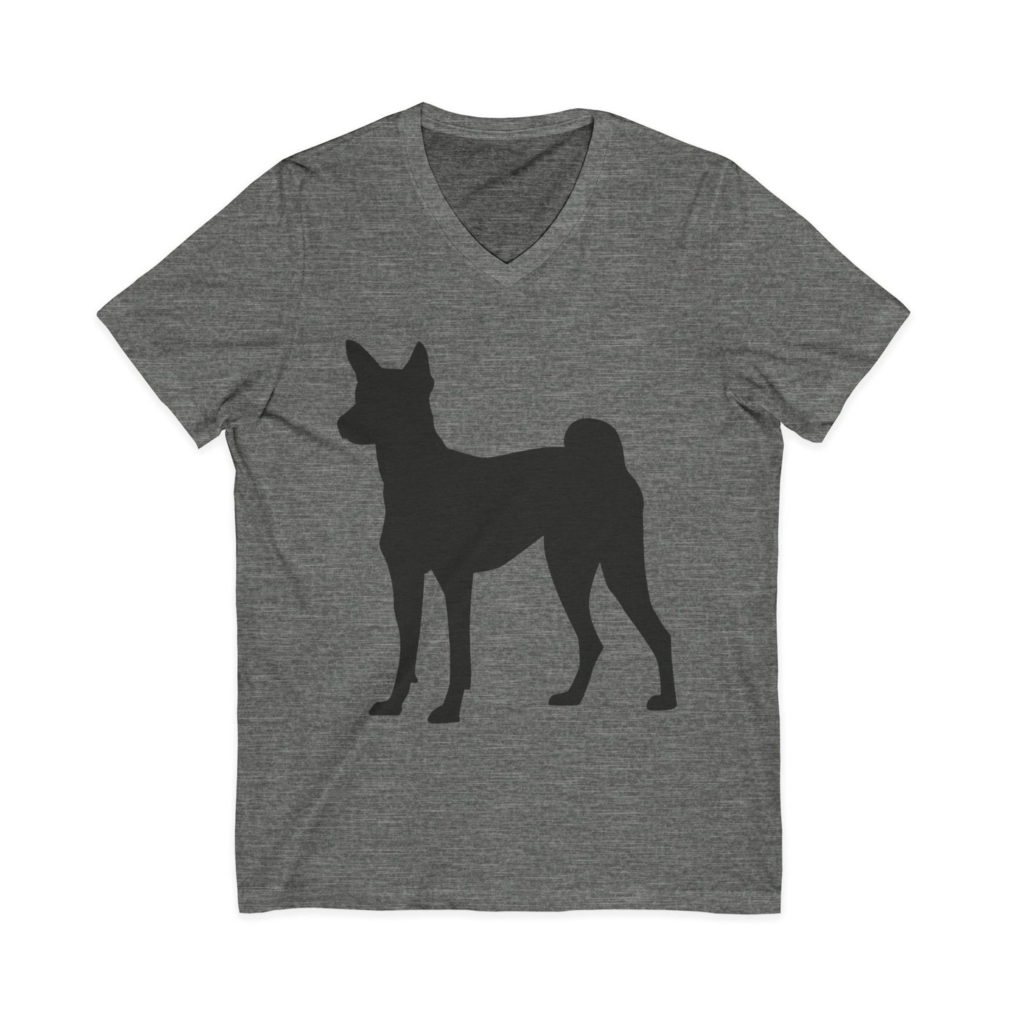 Basenji Silhouette Unisex Short Sleeve V-Neck Tee