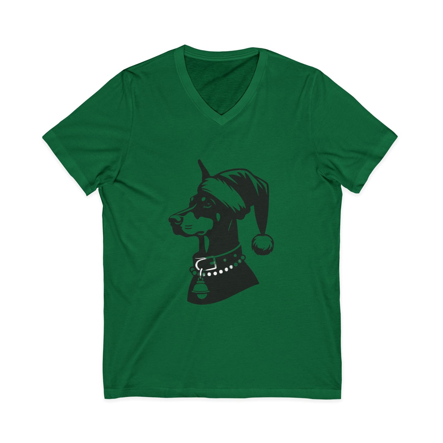 Santa Paws Doberman Unisex Short Sleeve V-Neck Tee