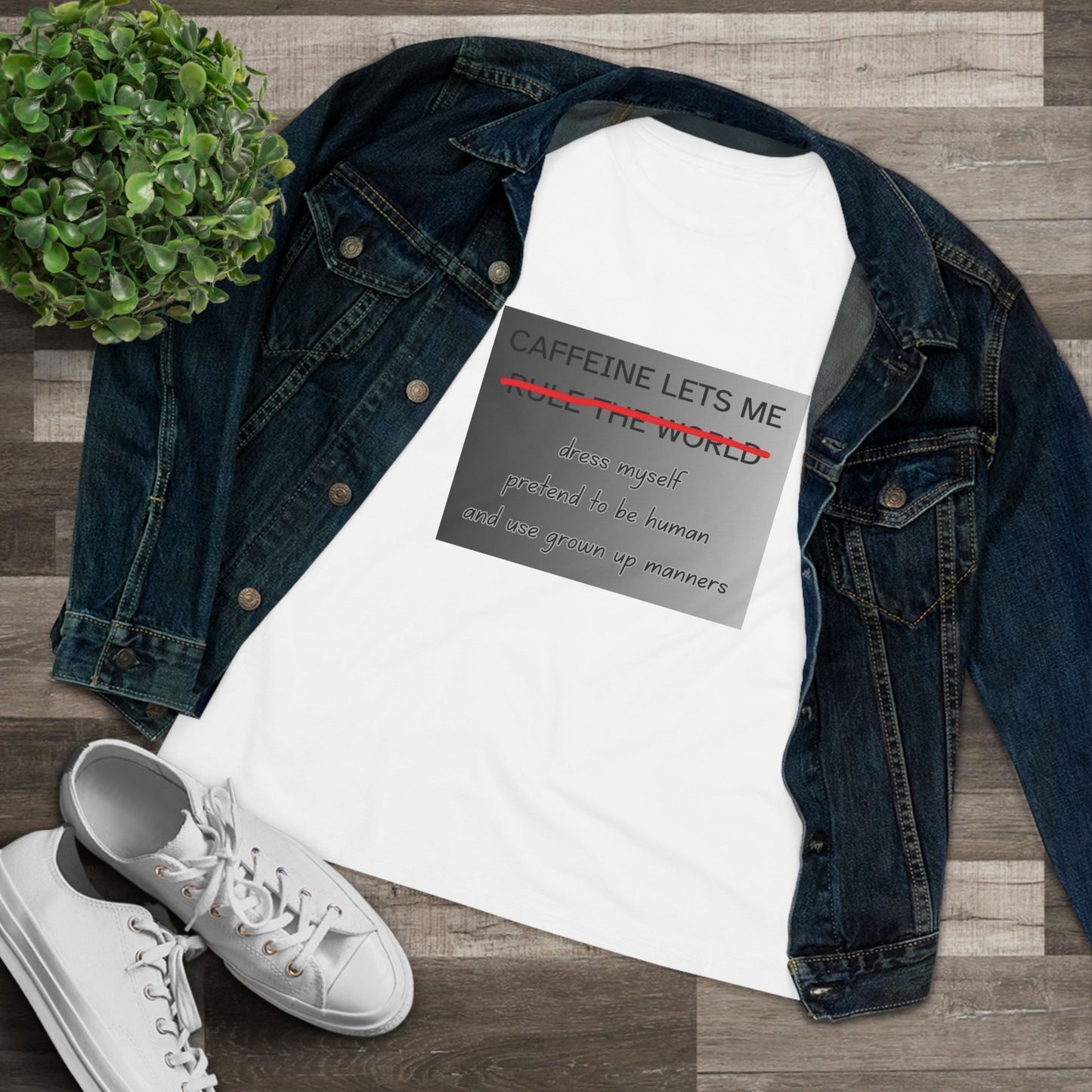 Caffeine Lets Me Women's Short Sleeve Crewneck Tee