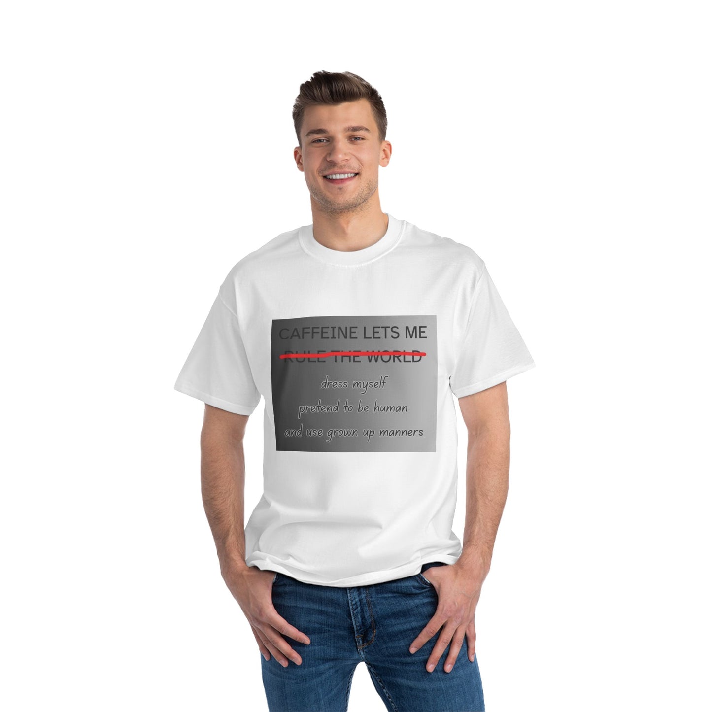 Caffeine Lets Me Men's Short-Sleeve Crewneck Tee