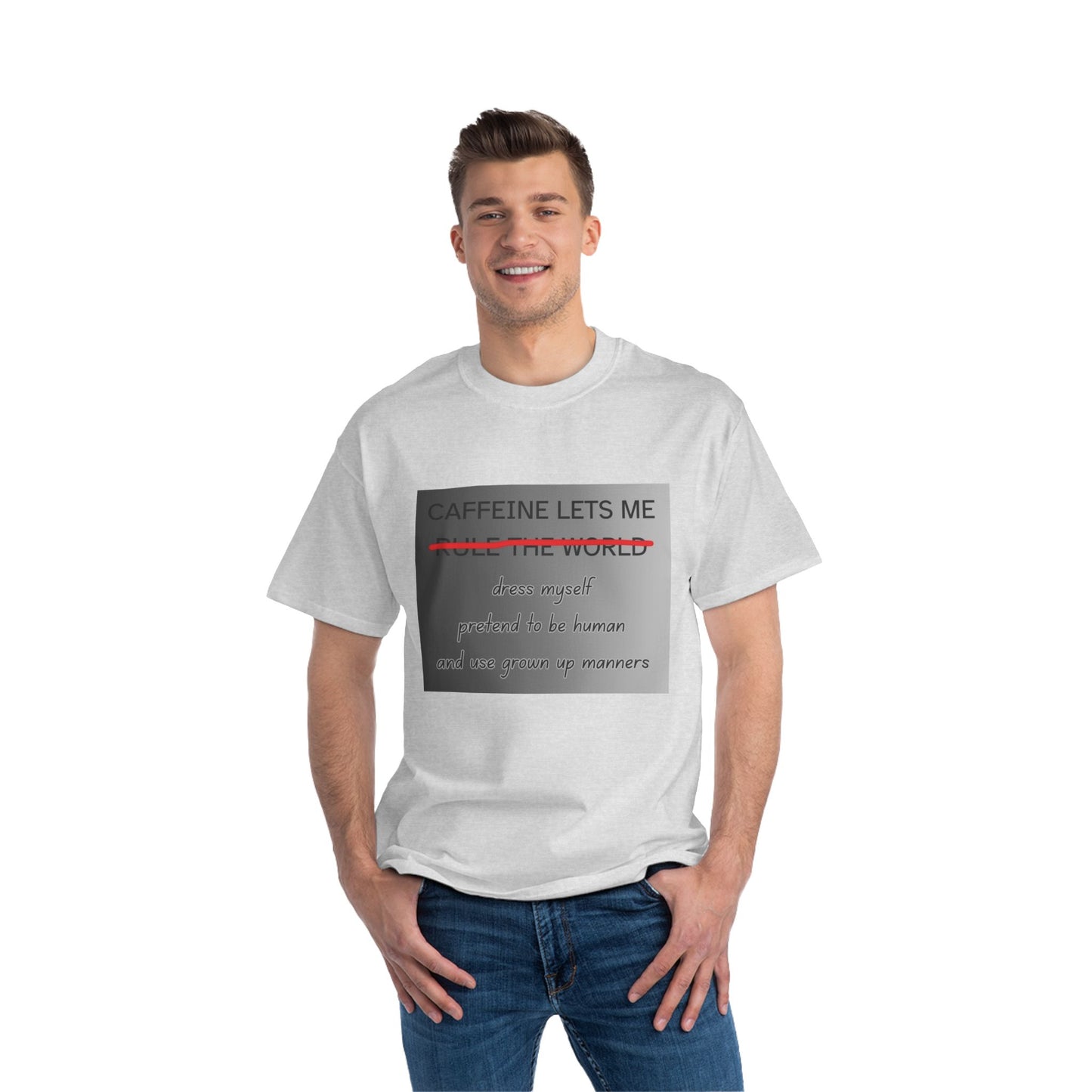 Caffeine Lets Me Men's Short-Sleeve Crewneck Tee