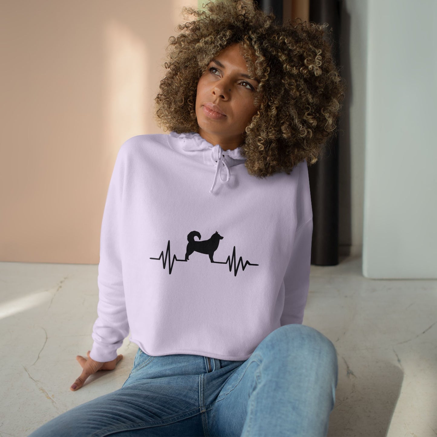 My Heart Beats For Malamutes Women's Crop Hoodie