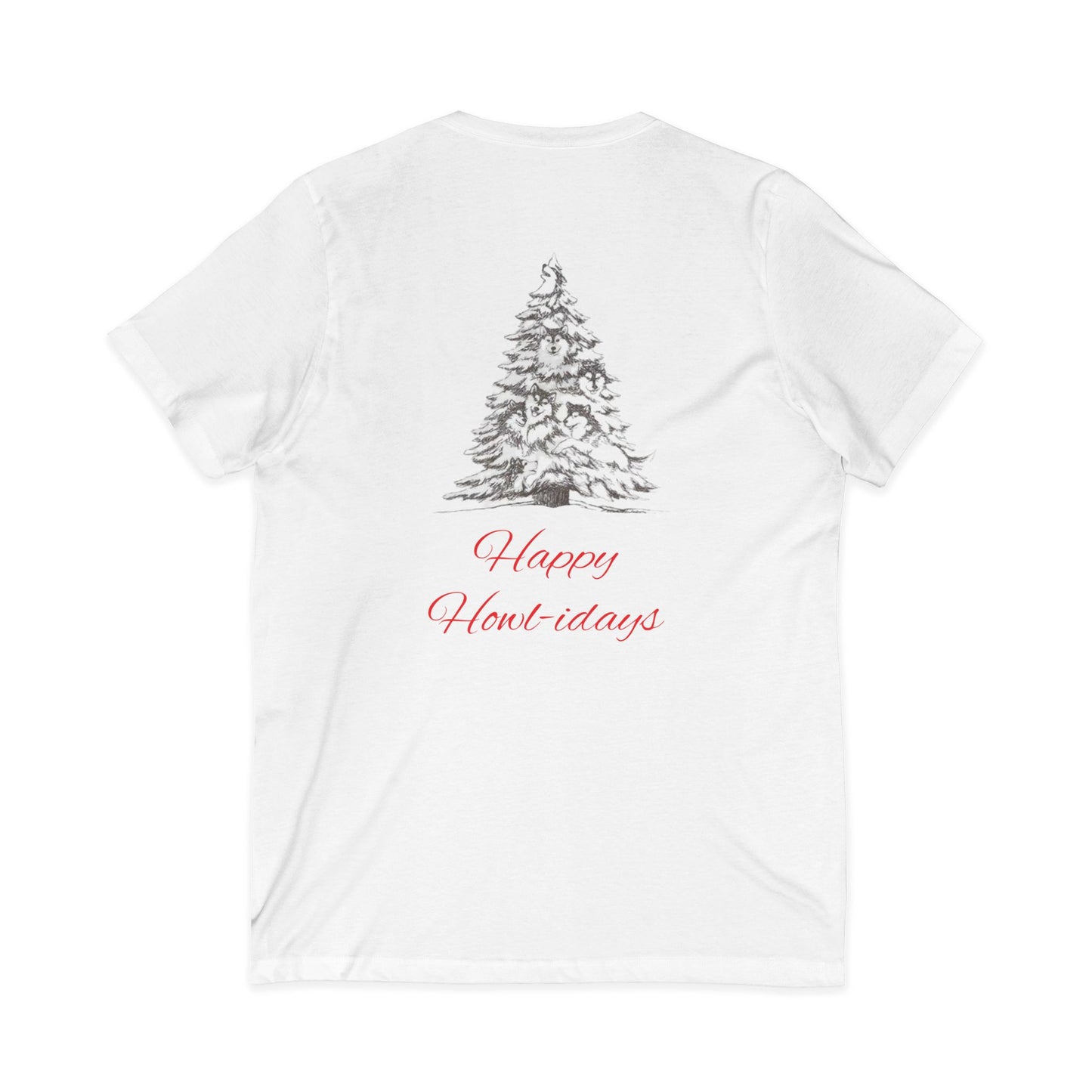 Happy Howl-idays Unisex Short Sleeve V-Neck Tee