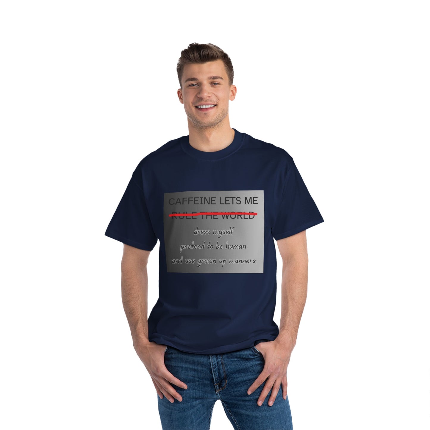 Caffeine Lets Me Men's Short-Sleeve Crewneck Tee
