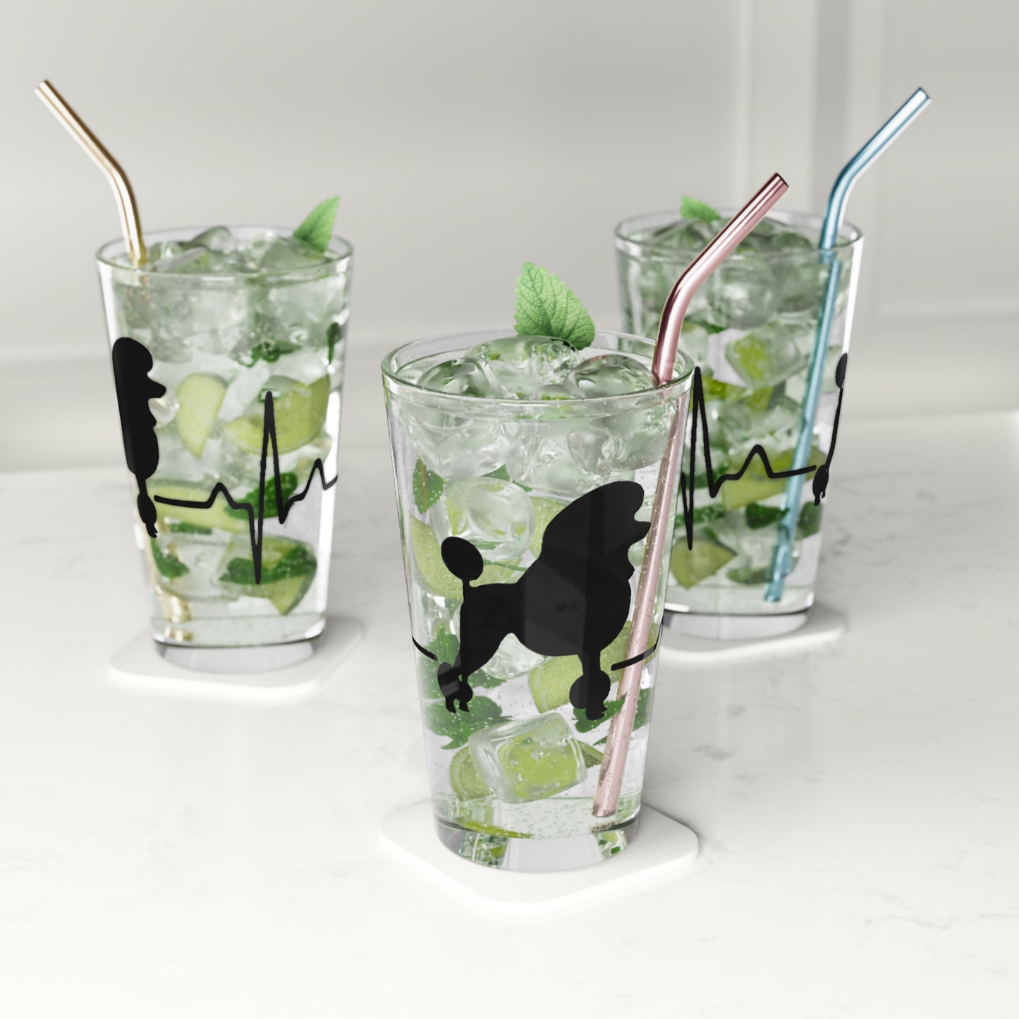 My Heart Beats For Poodles Drinking Glass