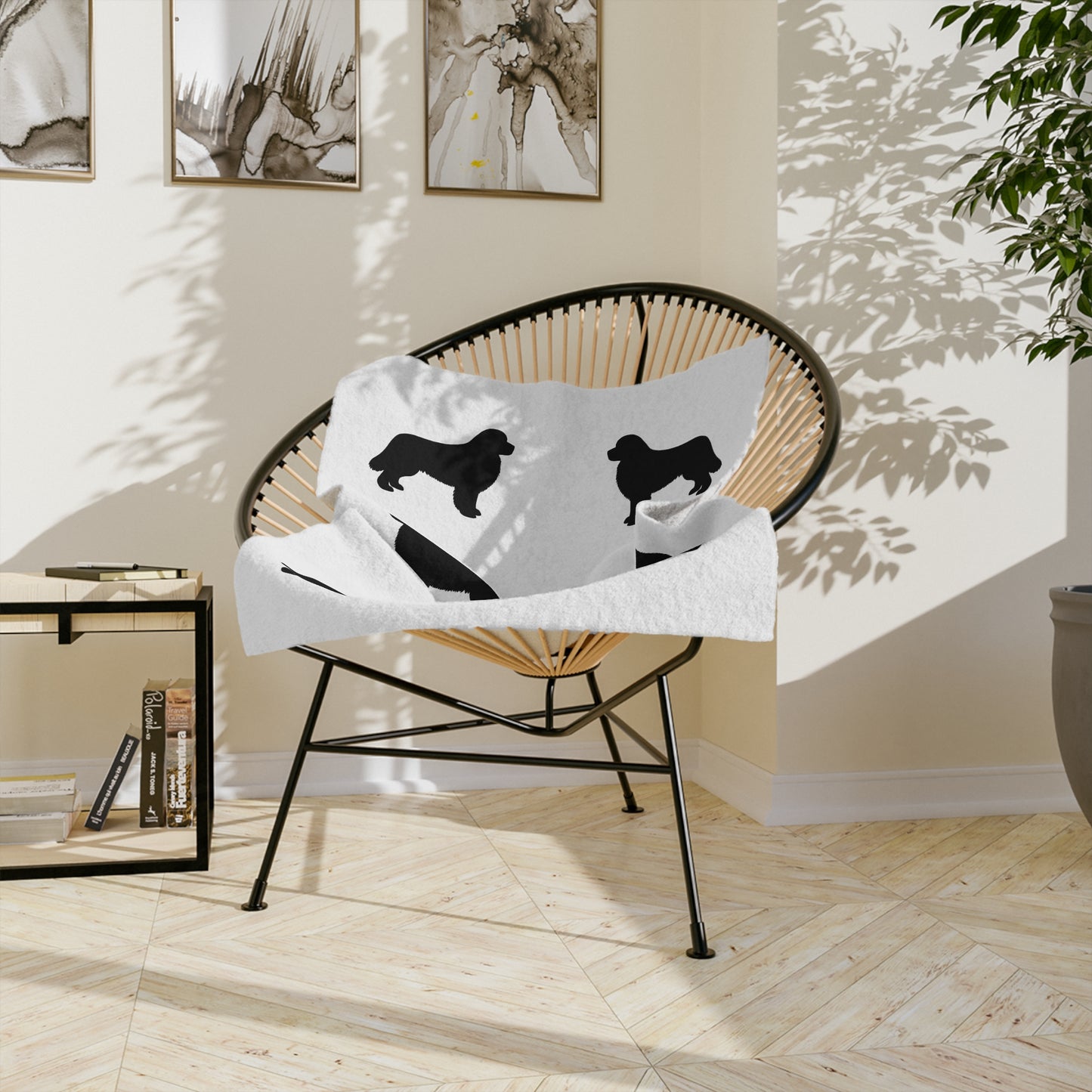 Newfie Silhouette Velveteen Microfiber Blanket