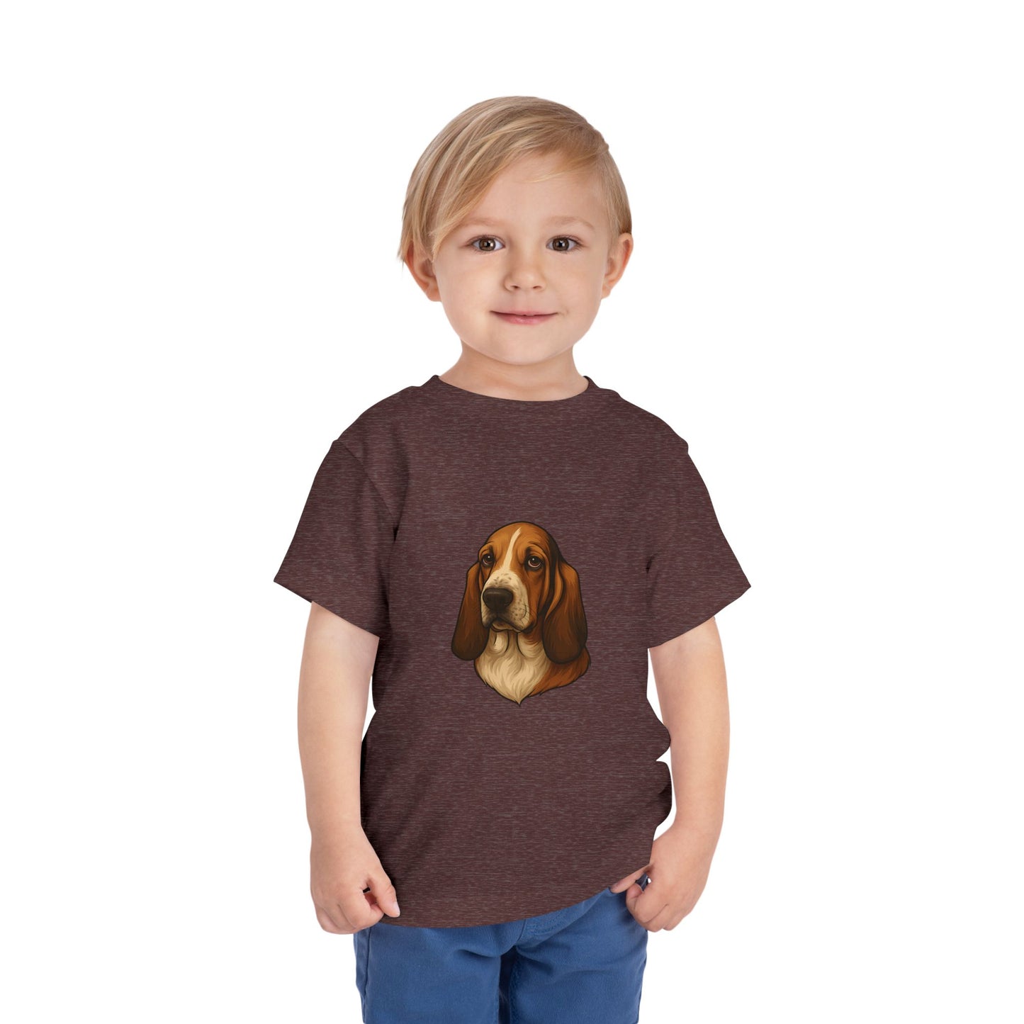 Basset Hound Head Toddler Unisex Short Sleeve Crewneck Tee
