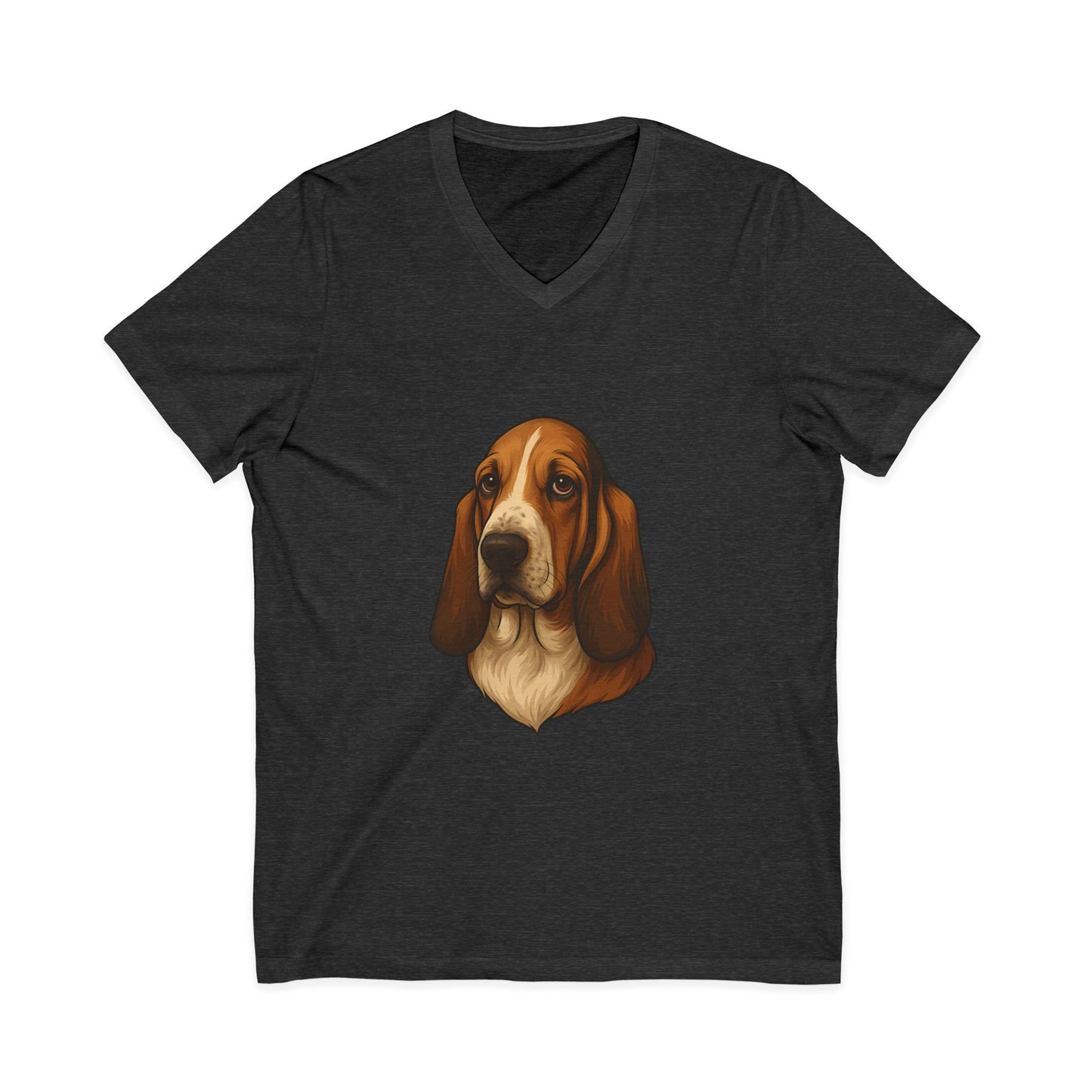 Basset Hound Head Unisex Short Sleeve V-Neck Tee